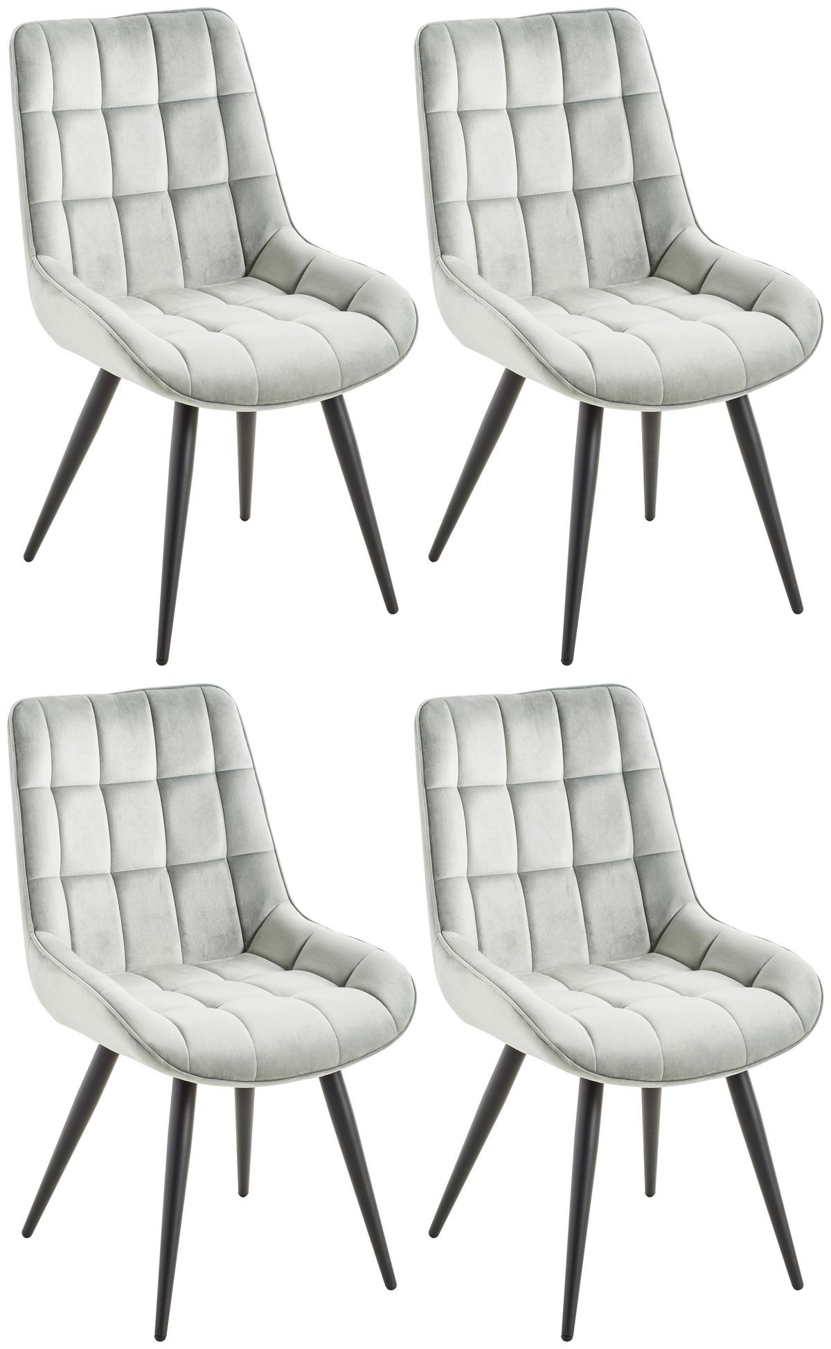 Schalenstuhl Marion Grau Samt Gepolstert - Schwarz/Grau, MODERN, Textil/Metall (53,5/90/62cm) - MID.YOU