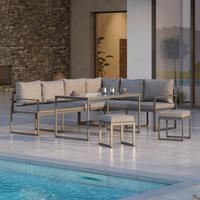 Lounge-garnitúra Leon - szürke, Modern, üveg/fém (239/176cm) - Beldano