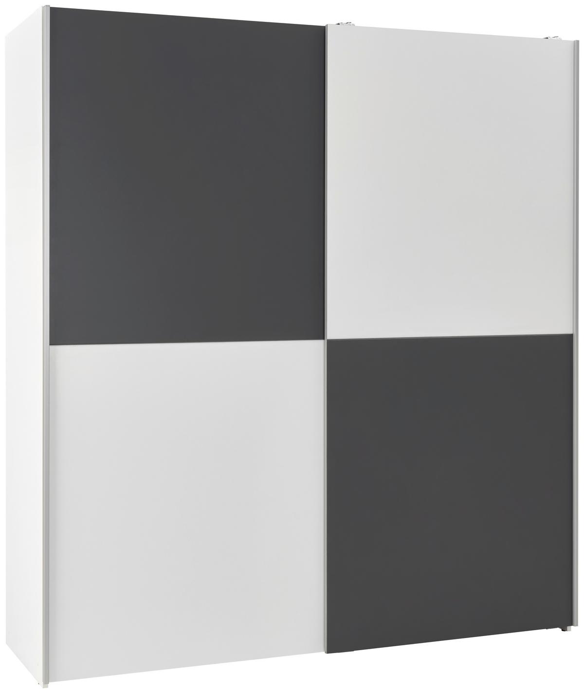 Tolóajtós Szekrény Time 170/190cm - grafitszürke/fehér, Basics, faalapú anyag (170/191/59cm) - Best Price