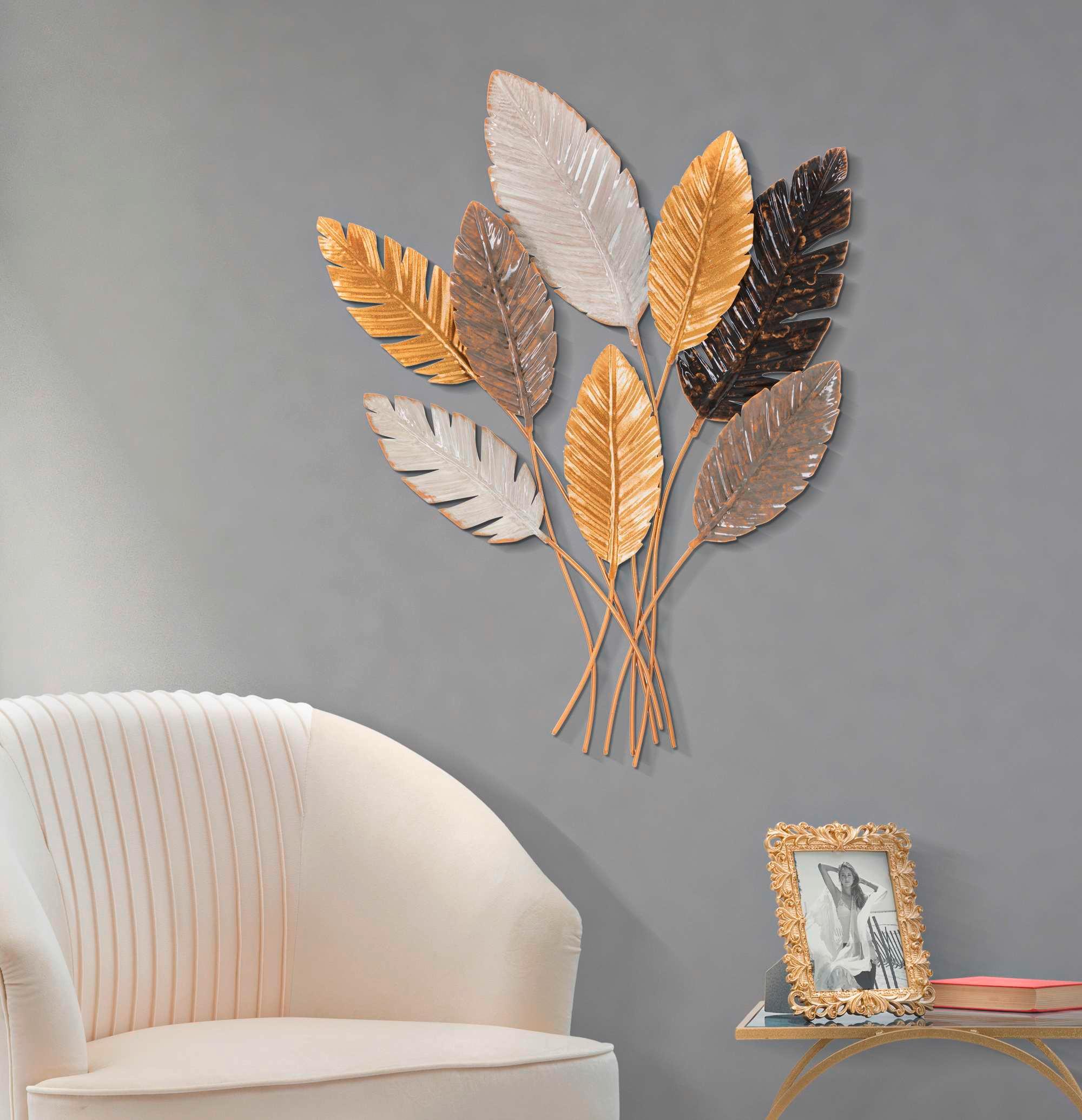 Wanddeko Palmy Gold/silberfarben B: 73 Cm - Basics, Metall (73/6/93cm)