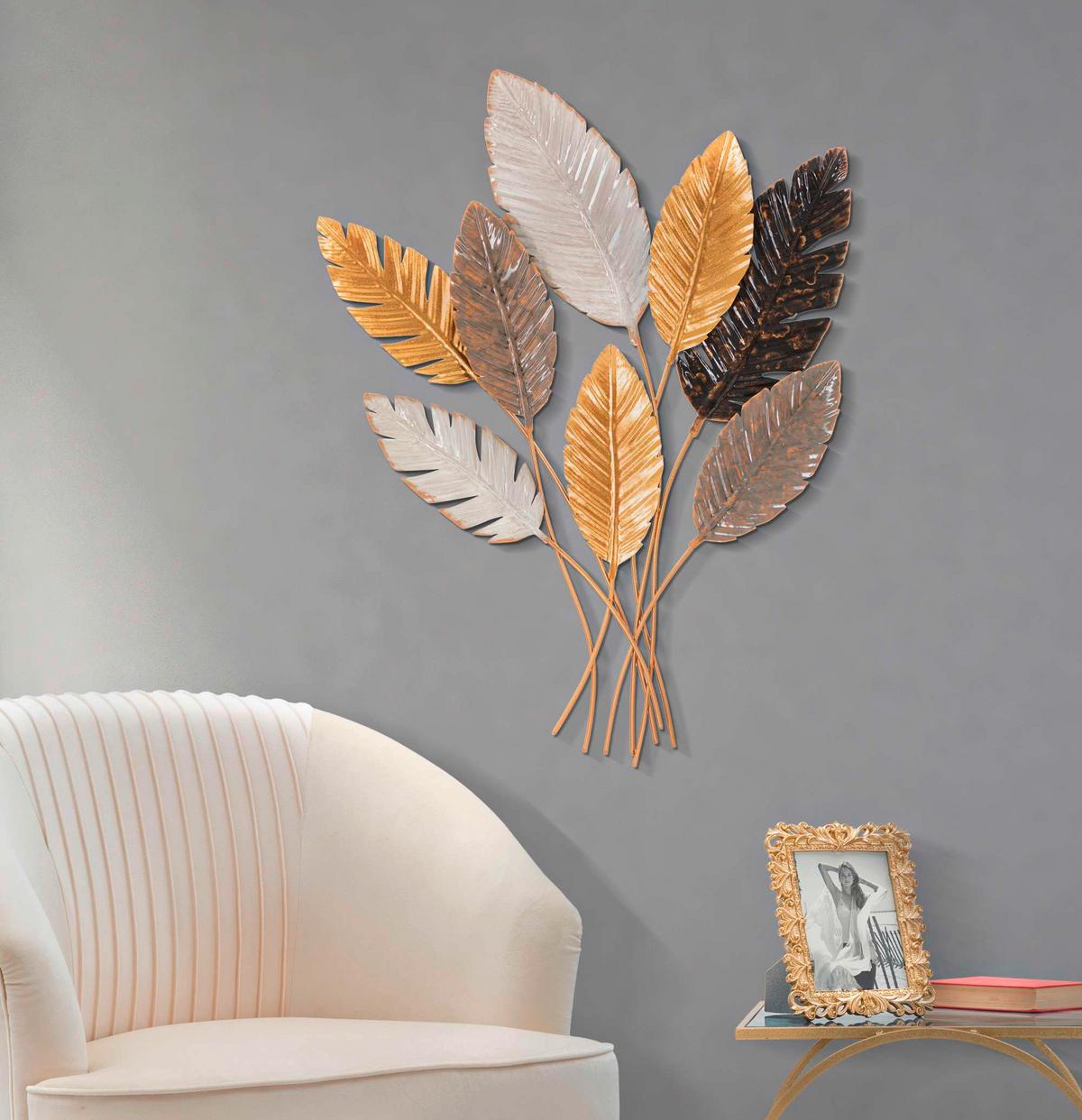 Wanddeko Palmy Gold/silberfarben B: 73 Cm - Basics, Metall (73/6/93cm)