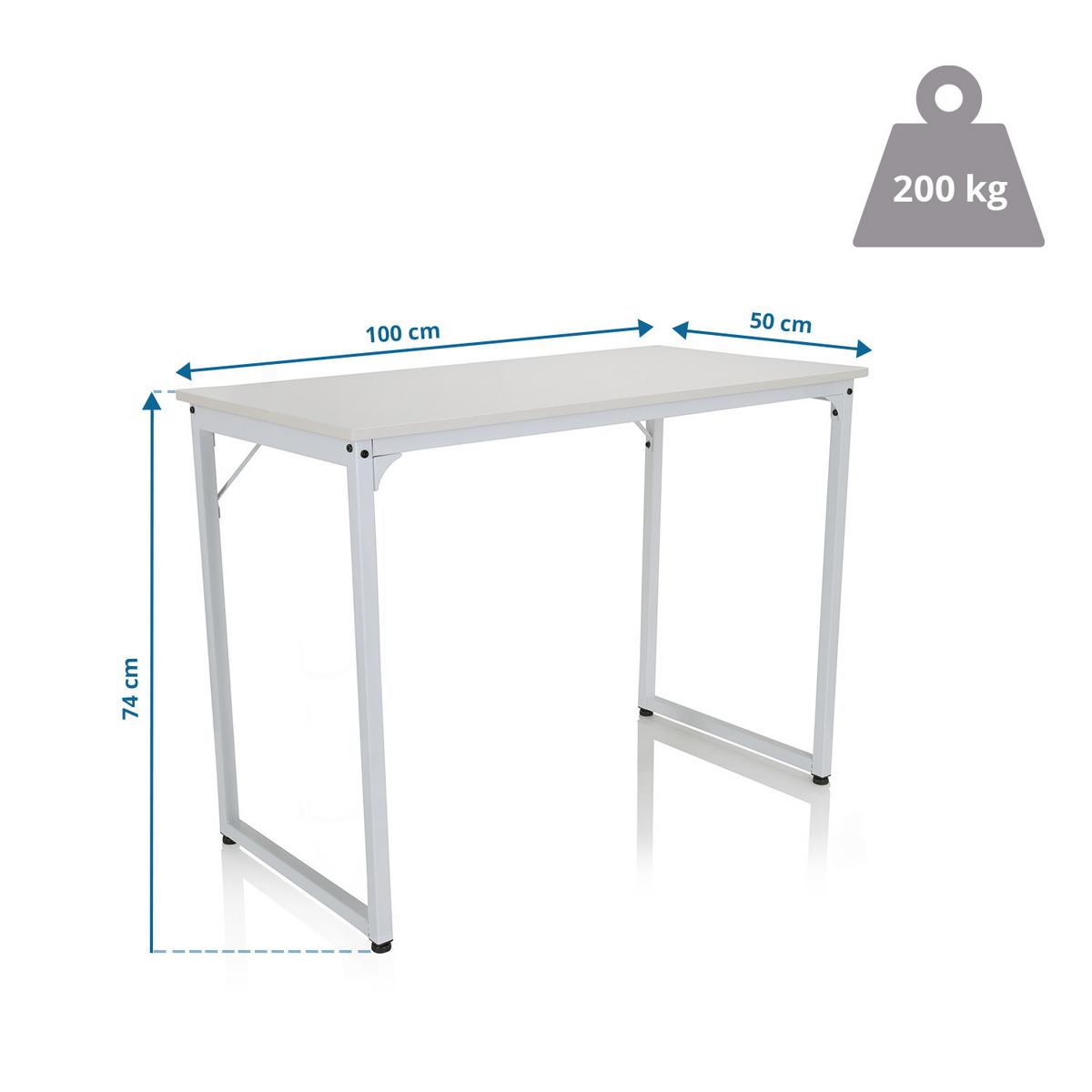 Schreibtisch Workspace I Weiß - Weiß, Basics, Holzwerkstoff/Metall (120/50/74cm) - MID.YOU