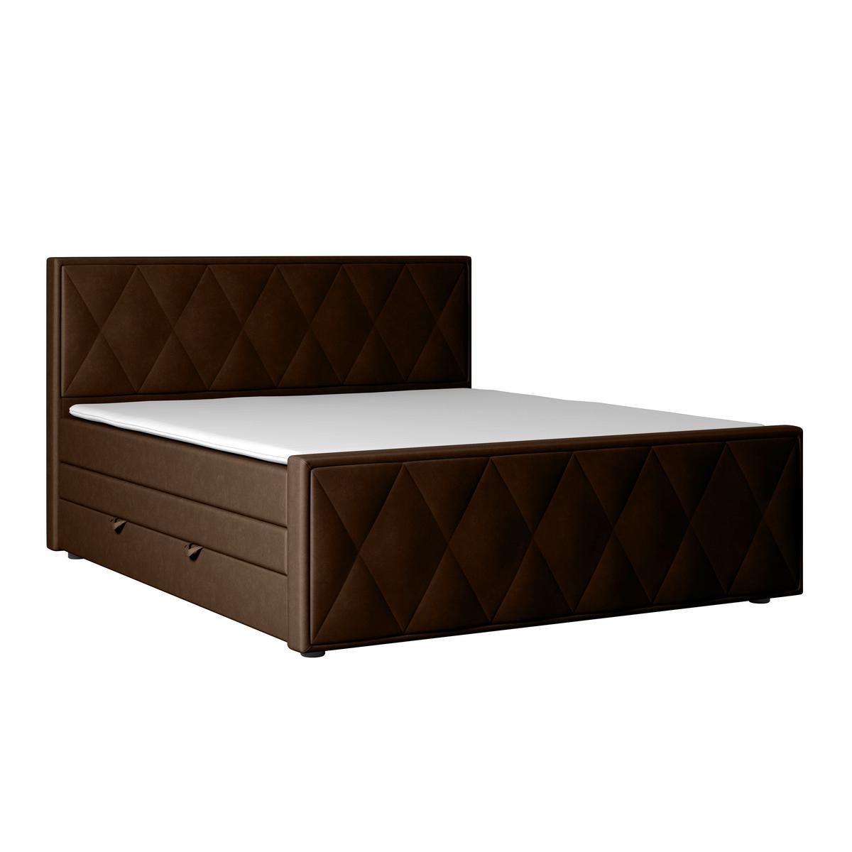 Boxspringbett mit Bettkasten Porto 180x200 cm Braun - Schwarz/Braun, MODERN, Holz/Textil (180/200cm) - MID.YOU