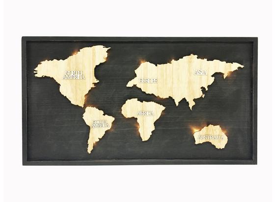 Nástenná Dekorácia Continent - prírodné farby/čierna, drevo (80/45/3,5cm) - Mömax modern living Nástenná Dekorácia Continent - prírodné farby/čierna, drevo (80/45/3,5cm) - Mömax modern living
