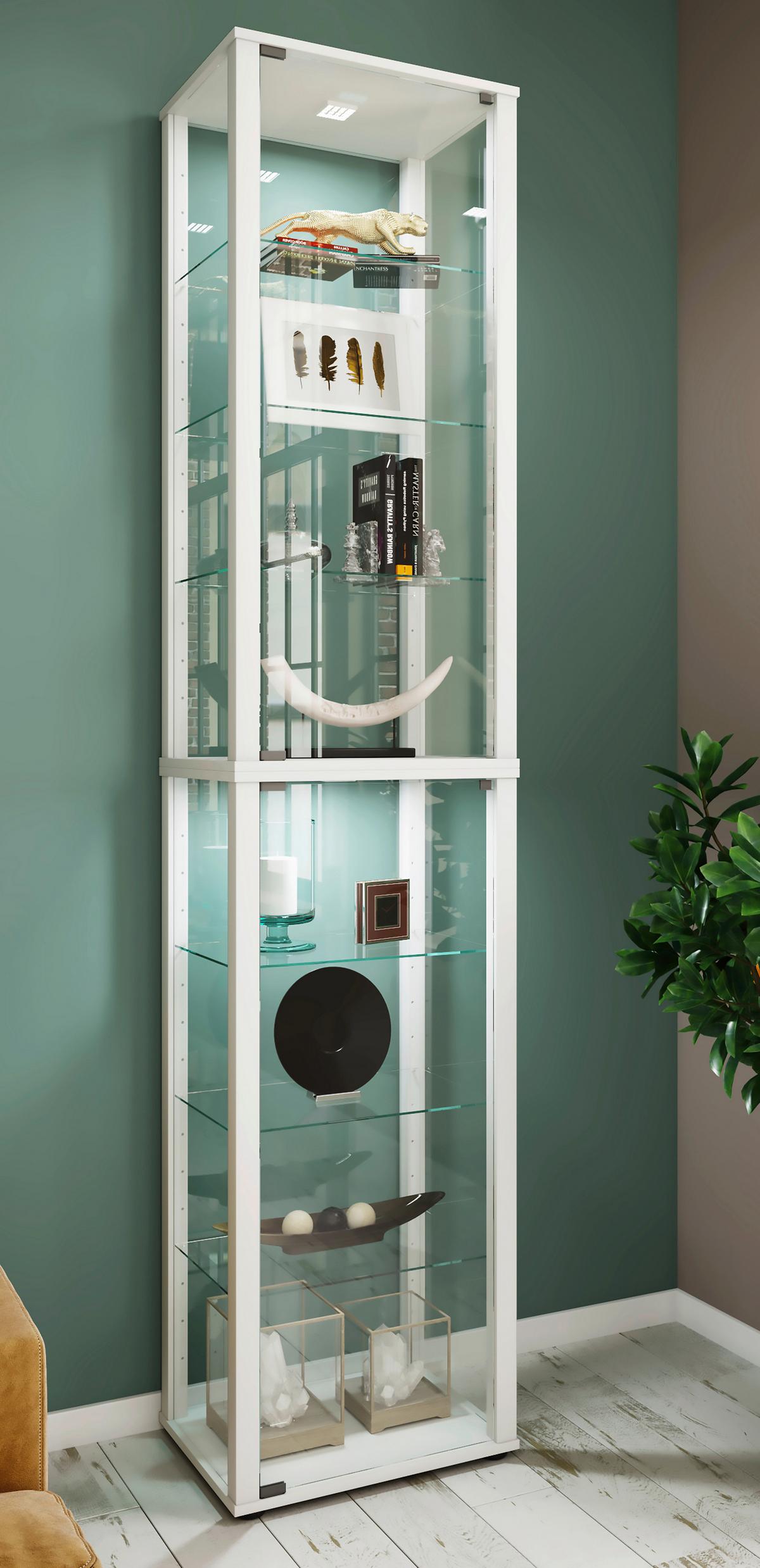 Vitrine Kavisa Weiß B: 50 cm - Schwarz/Weiß, MODERN, Glas/Holzwerkstoff (50/227/38cm) - MID.YOU