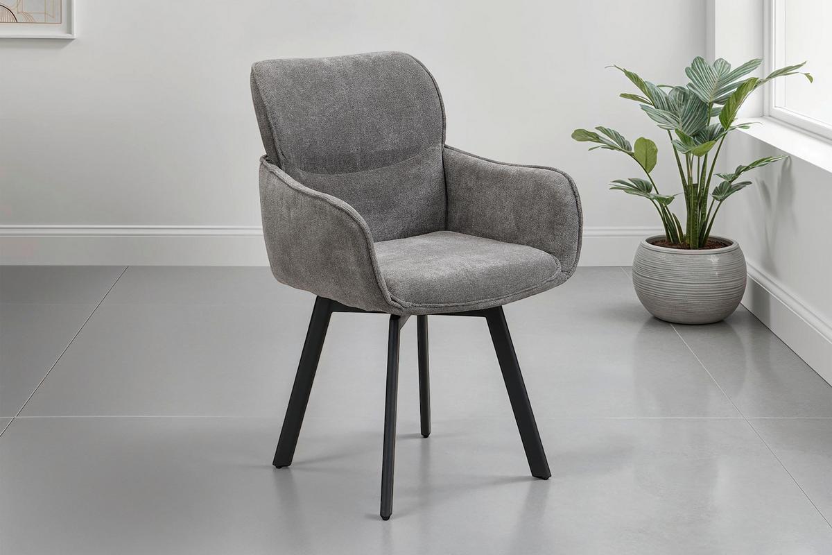 Stuhl-set Rico - Dunkelgrau/Schwarz, MODERN, Textil/Metall (61/90/63cm) - MID.YOU