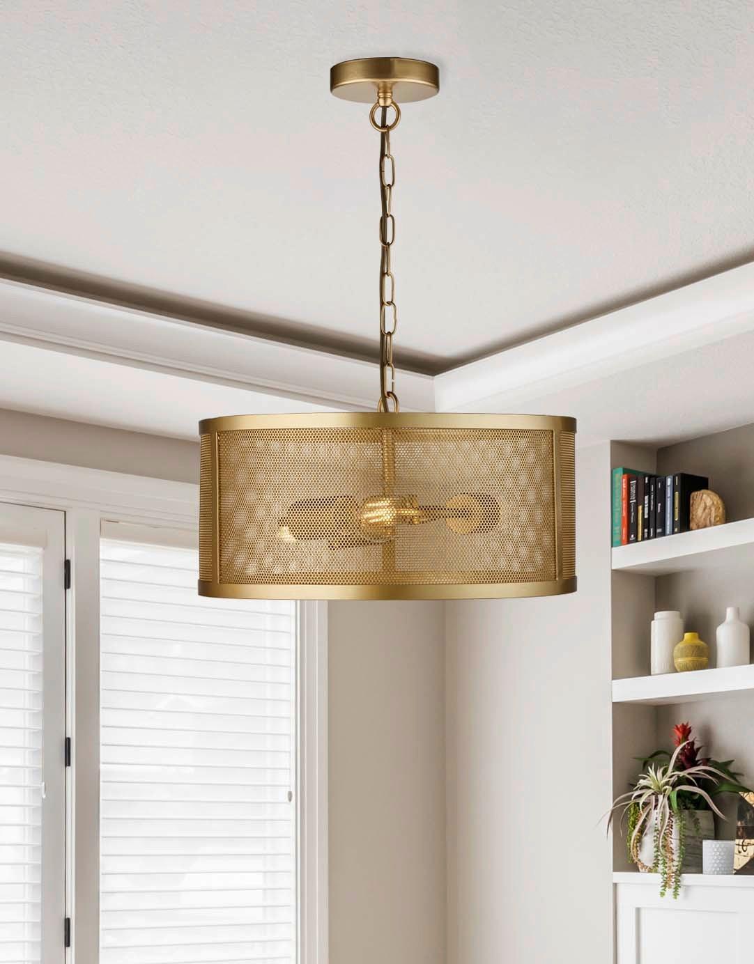 Hängeleuchte Fishnet H: 150 cm 3-Flammig, höhenverstellbar - Goldfarben, LIFESTYLE, Metall (45/150cm)