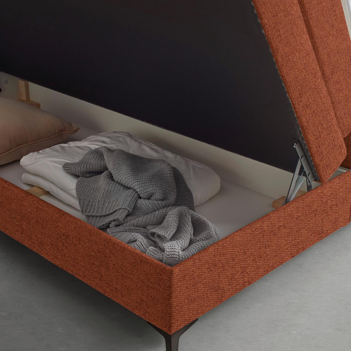 Boxspringová postel BARI 140/200, terakotová - černá/terracotta, Konvenční, kov/textil (140/200cm) - Mömax