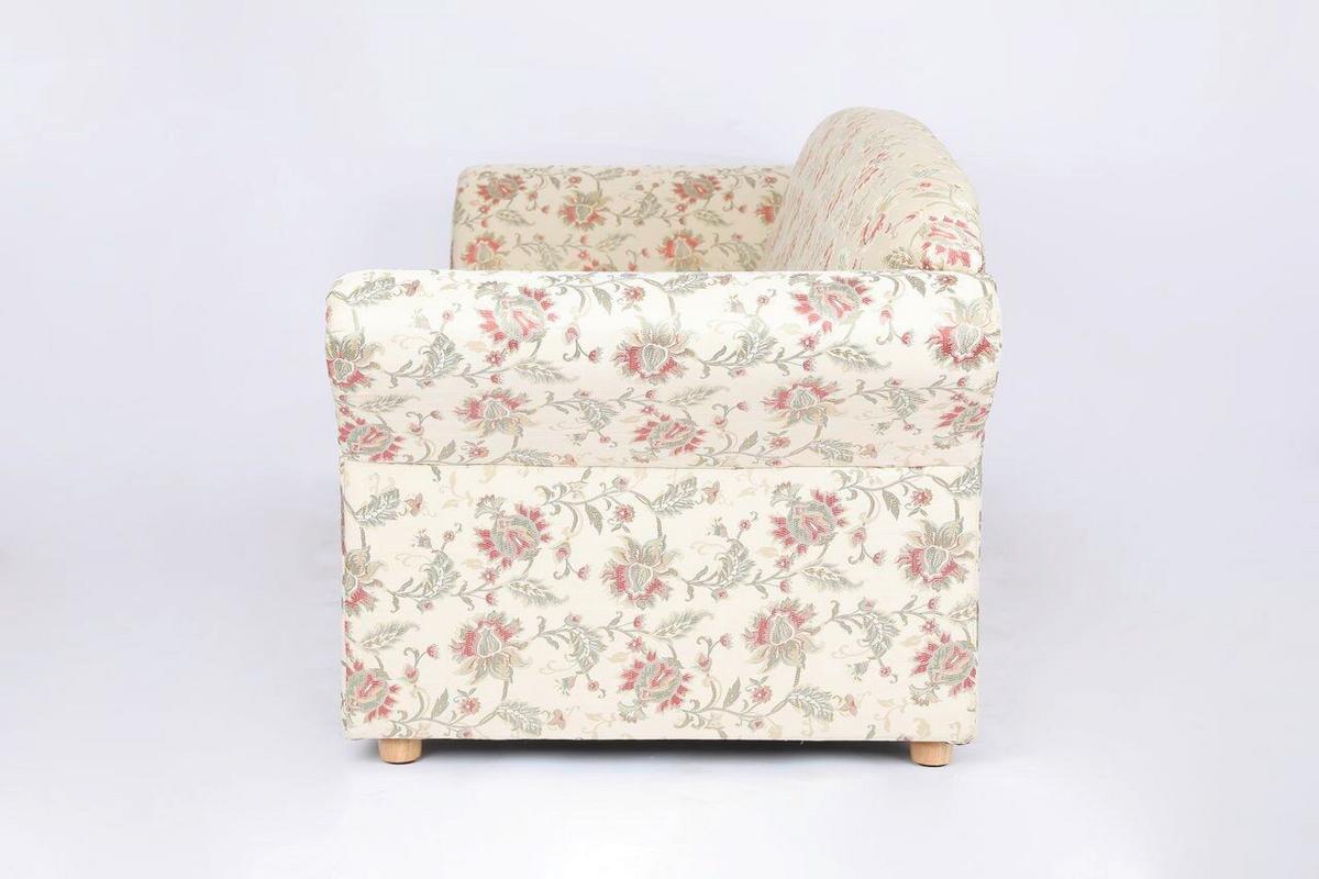 3-Sitzer Loretta, BLumenmuster ca. 204x83x85 cm - Hellbraun/Perlmutt, Basics, Holz/Textil (204/83/85cm)