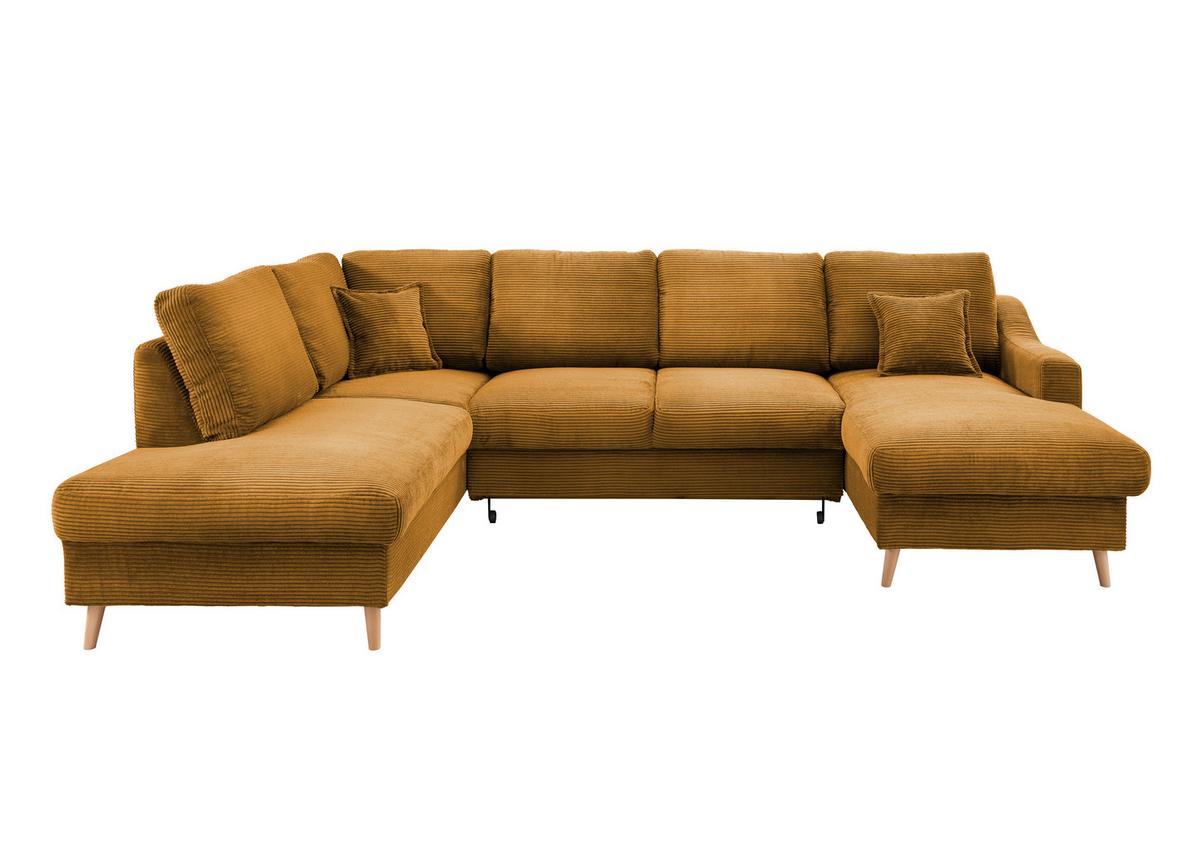 Wohnlandschaft Valentina - Goldfarben/Naturfarben, KONVENTIONELL, Textil (200/301/150cm) - P & B