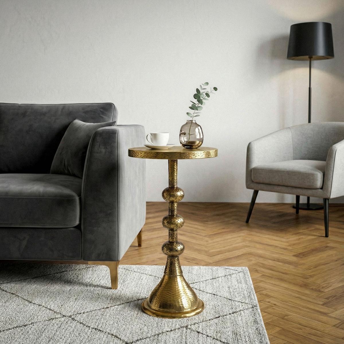 BEISTELLTISCH Goldfarben L: 30cm - Goldfarben, Design, Metall (30/30/56cm) - Livetastic