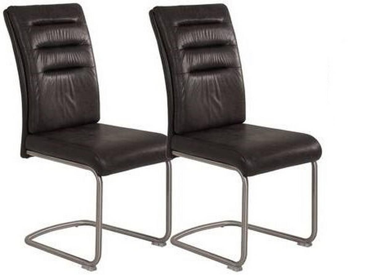 Schwingstuhl Paula S Schwarz Gepolstert 2er-Set - Edelstahlfarben/Anthrazit, MODERN, Textil/Metall (45/102/65cm) - MID.YOU