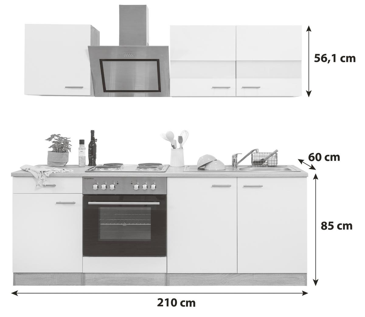 KÜCHENBLOCK MERLE KÜCHENBLOCK 210 CM - Eichefarben/Grau, Basics, Holzwerkstoff (210cm) - Respekta