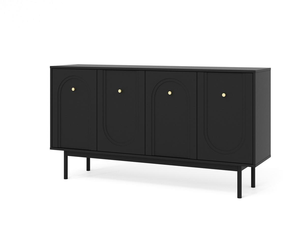 Sideboard Mazoma Schwarz B: 154cm - Kaschmir/Schwarz, LIFESTYLE, Holzwerkstoff (154/82/39cm) - MID.YOU