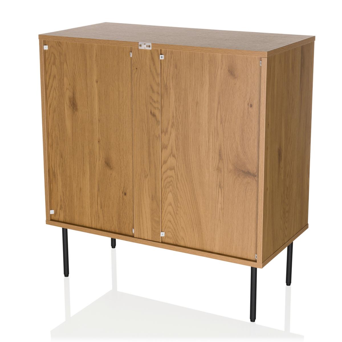 Kommode Linno K Eichefarben B: 80 cm - Eichefarben/Schwarz, MODERN, Holzwerkstoff (80/85/40cm) - MID.YOU