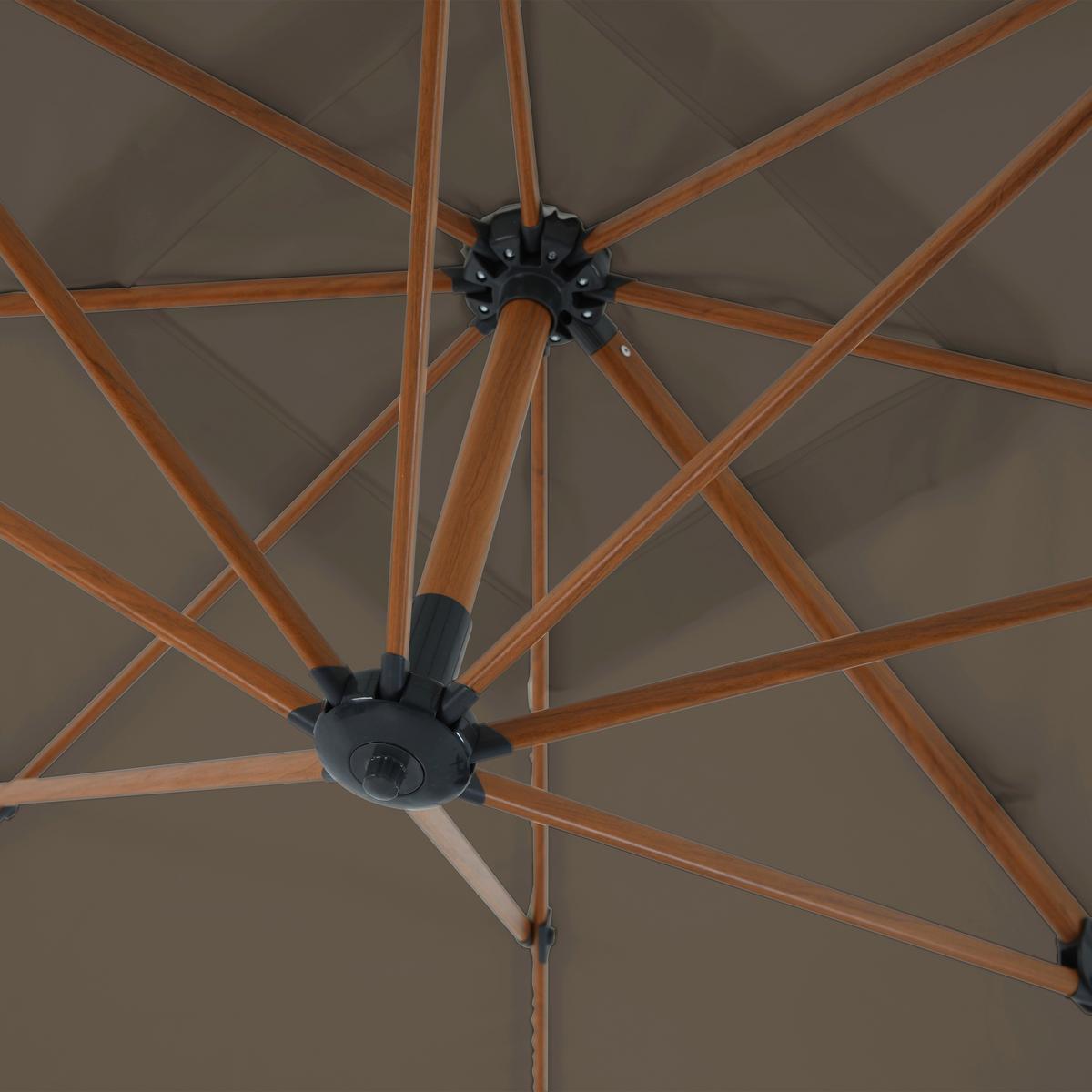 Ampelschirm Taupe/Natur DM: 300 H:250 - Taupe/Eichefarben, MODERN, Textil/Metall (300/250cm)