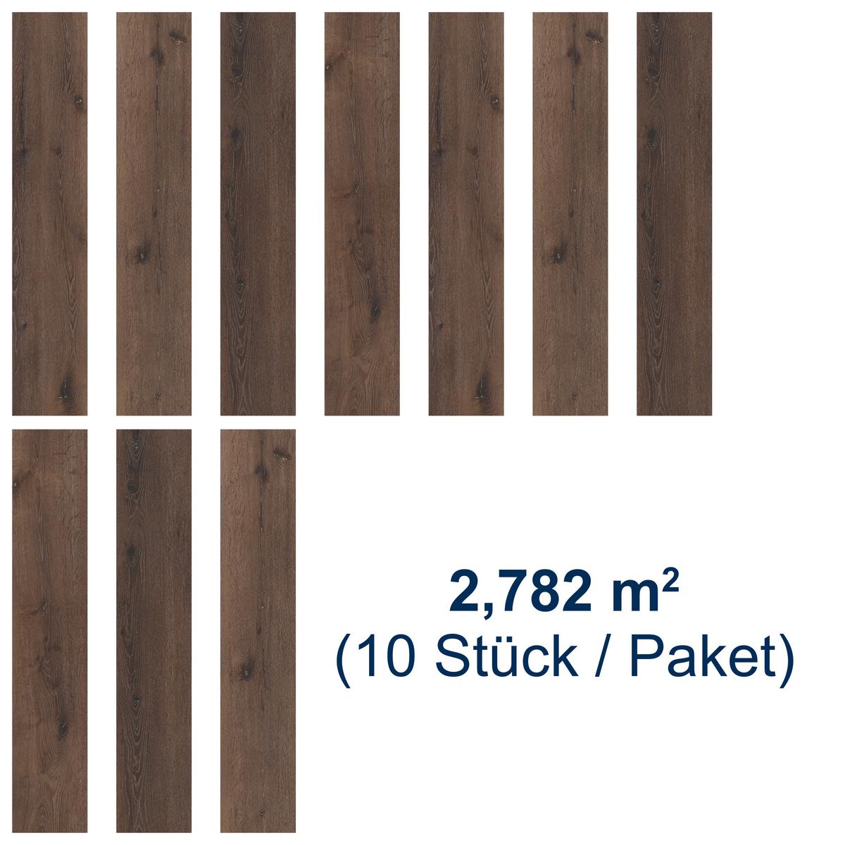 Designboden Eichefarben /mokka Lhd. Stärke 3,8mm - Eiche dunkel/Eichefarben, Basics, Kunststoff (122/22.8/0.38cm)