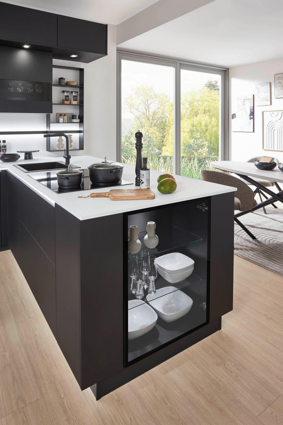 Eckküche Eastbourne - Schieferfarben/Graphitfarben, MODERN, Holzwerkstoff (303,2/264,5cm) - Vertico