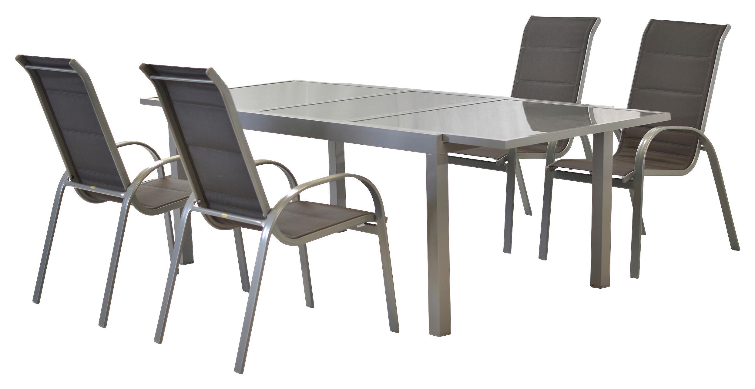 Gartengarnitur 5-Tlg Di Lusso aus Aluminium - Anthrazit/Silberfarben, MODERN, Textil/Metall - Gardenson