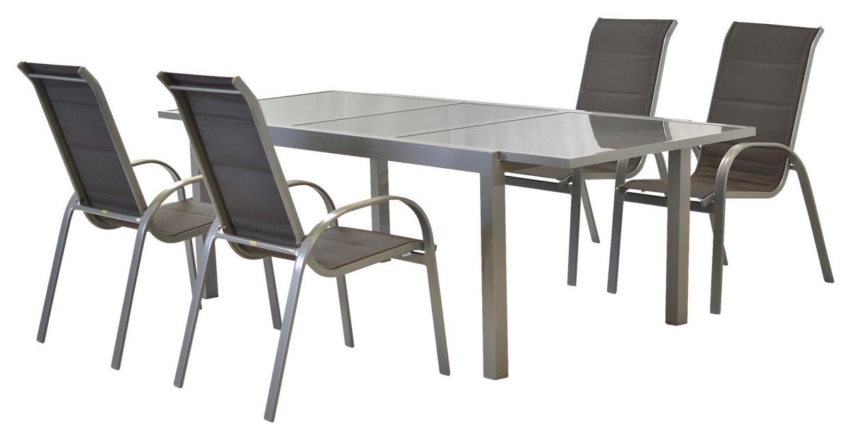 Gartengarnitur 5-Tlg Di Lusso aus Aluminium - Anthrazit/Silberfarben, MODERN, Textil/Metall - Gardenson