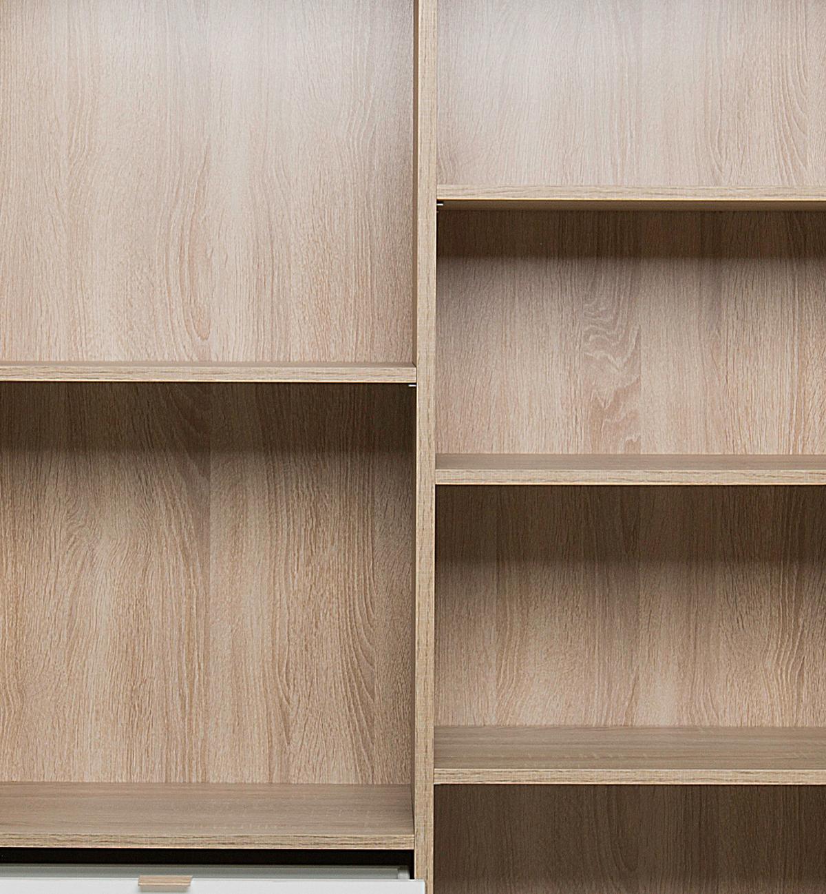 Highboard 103cm Cuba 53-Trend, Eiche Dekor/Grau/Petrol/Weiß - Eichefarben/Petrol, Trend, Holzwerkstoff (103/139/40cm) - MID.YOU