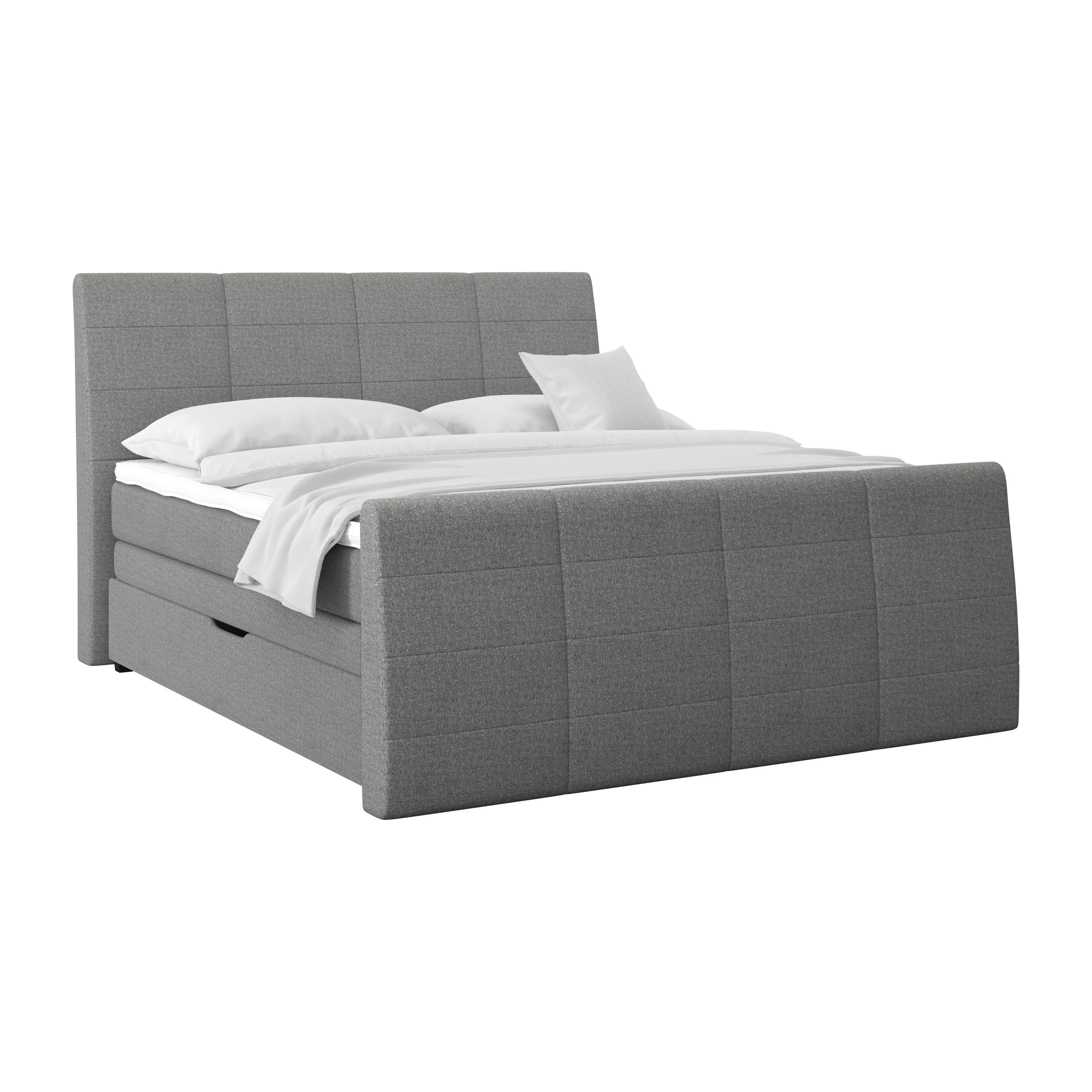 Boxspringbett Libra Mit Topper 180x200 Cm Grau - Graubraun/Schwarz, KONVENTIONELL, Textil (180/200cm)