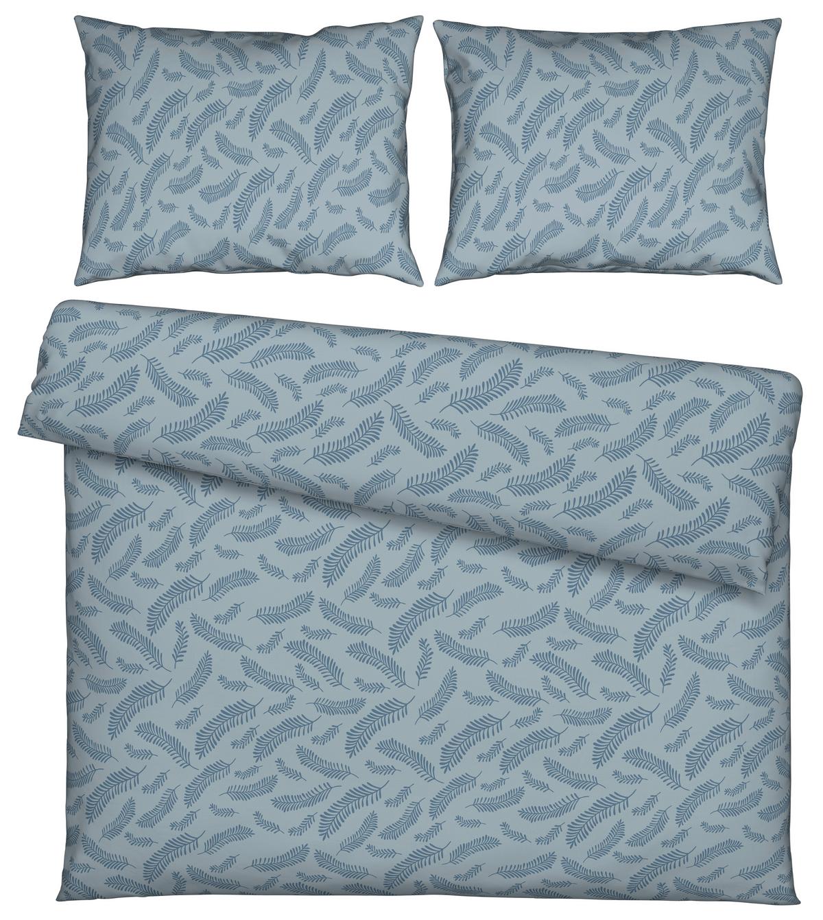 Povlečení Ferns XXL, 2x70/90 200/220cm - modrá, Moderní, textil (200/220cm) - Mömax