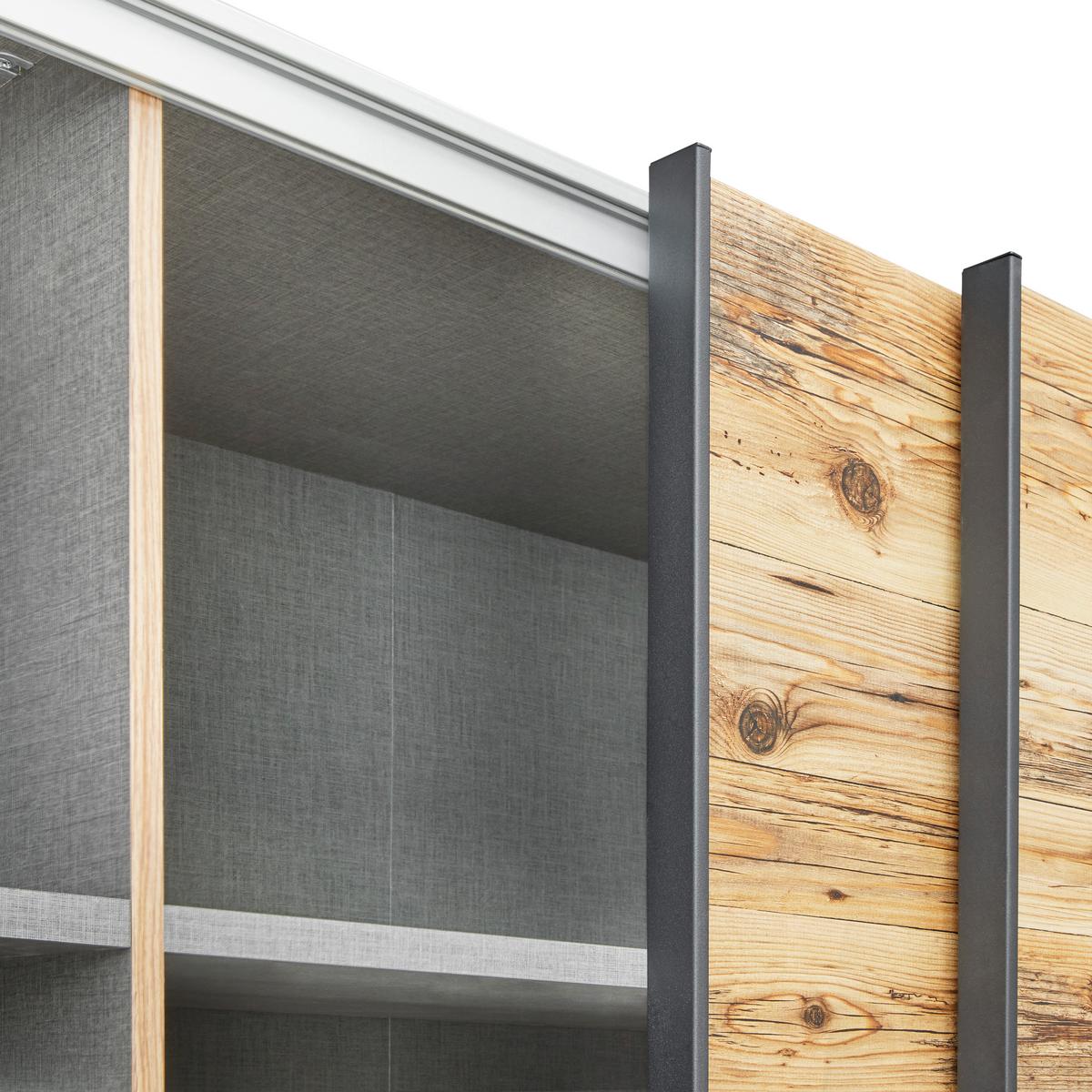 Schwebetürenschrank 270cm Alicante, Alpinlook/Betonoxid - Fichtefarben/Eichefarben, MODERN, Holzwerkstoff (270/210/60cm) - Luca Bessoni