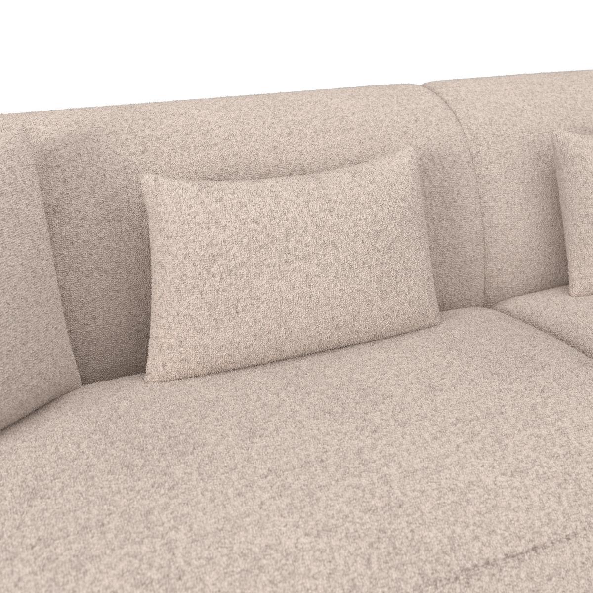 Rohová sedačka ALBA, krémová - barvy dubu/krémová, Moderní, dřevo/textil (256/78/85/166cm) - Bessagi Home