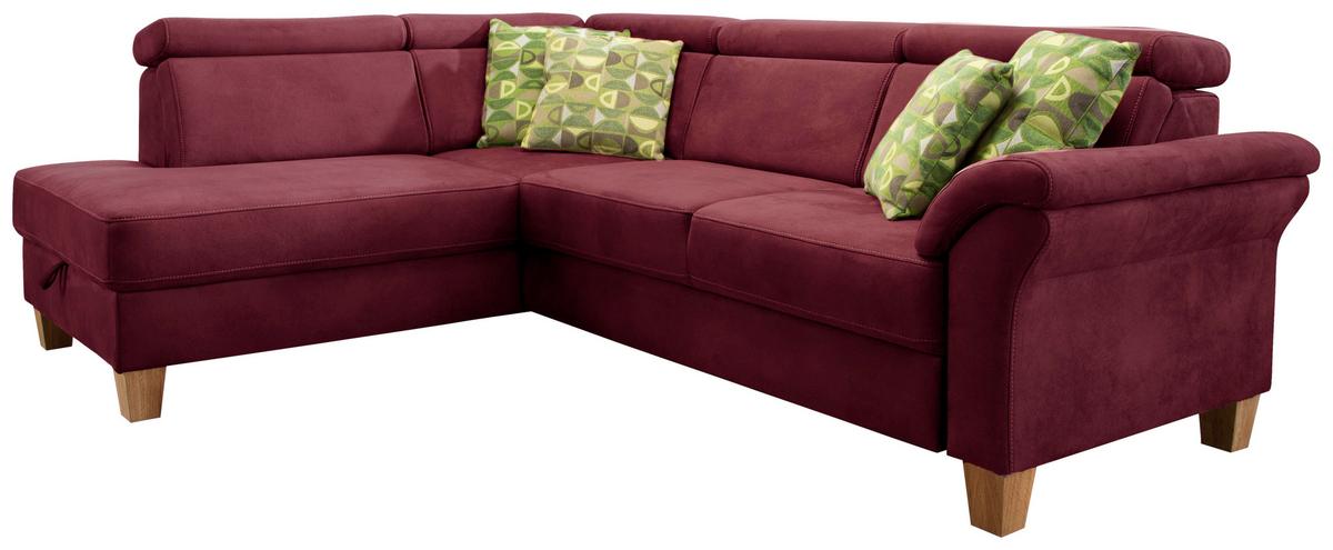 Ecksofa Arngast bordeaux mit Bettkasten, 194x245 cm - Eichefarben/Bordeaux, KONVENTIONELL, Textil (194/245cm) - Sit & More