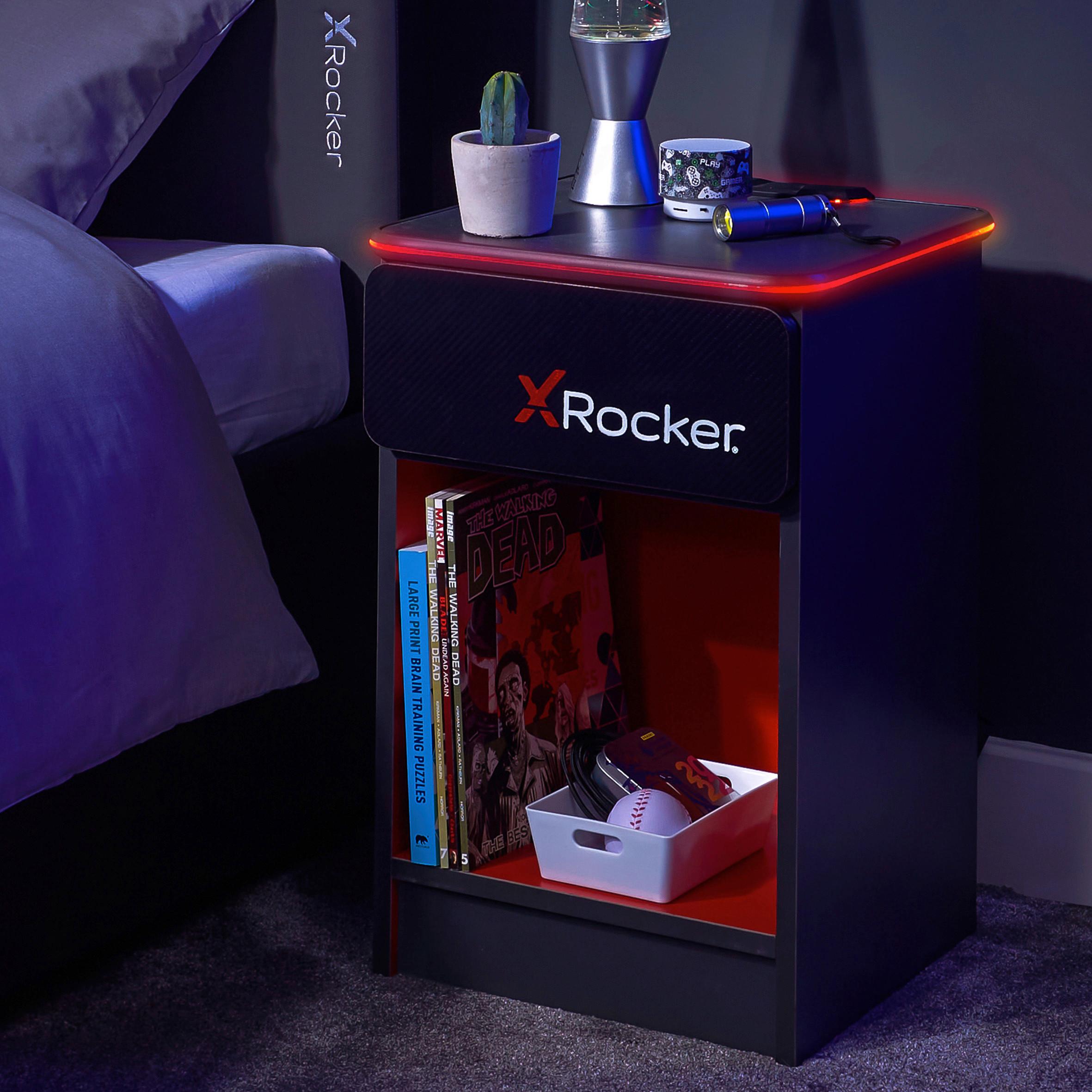 Nachtkästchen mit Led und USB Rot/Schwarz H: 54cm Carbon-Tek - Rot/Schwarz, MODERN, Holzwerkstoff/Kunststoff (36/54/33cm) - X Rocker