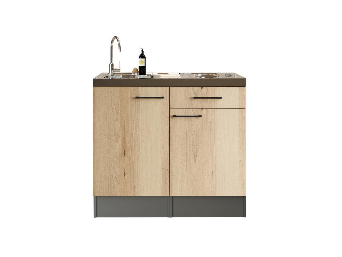 MINIKÜCHE Oliver, Grau Artisan B: 100 cm - Eiche Artisan/Grau, Trend, Holzwerkstoff (100cm) - Respekta