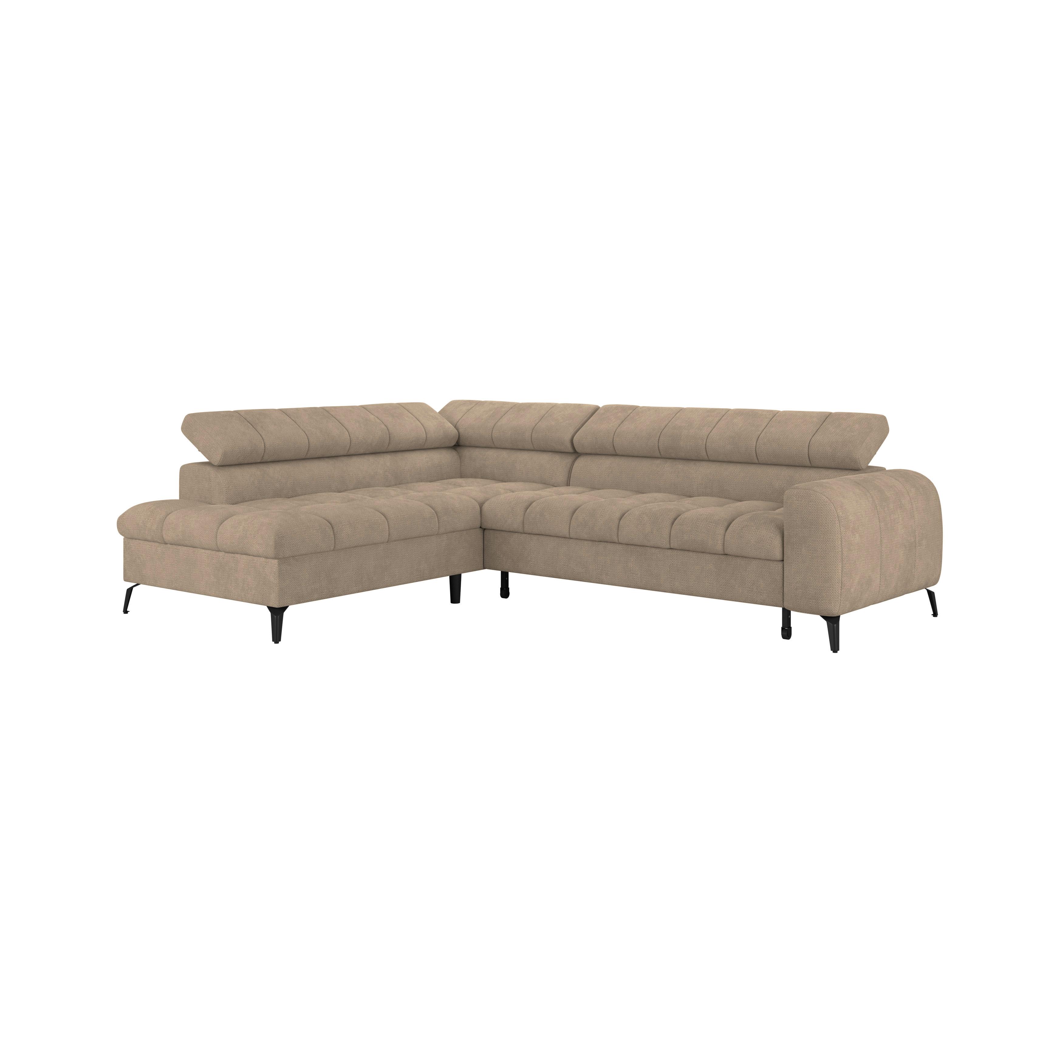 Ecksofa mit Schlaffunktion & Bettkasten Volf Beige - Beige/Schwarz, Trend, Kunststoff/Textil (203/261cm)