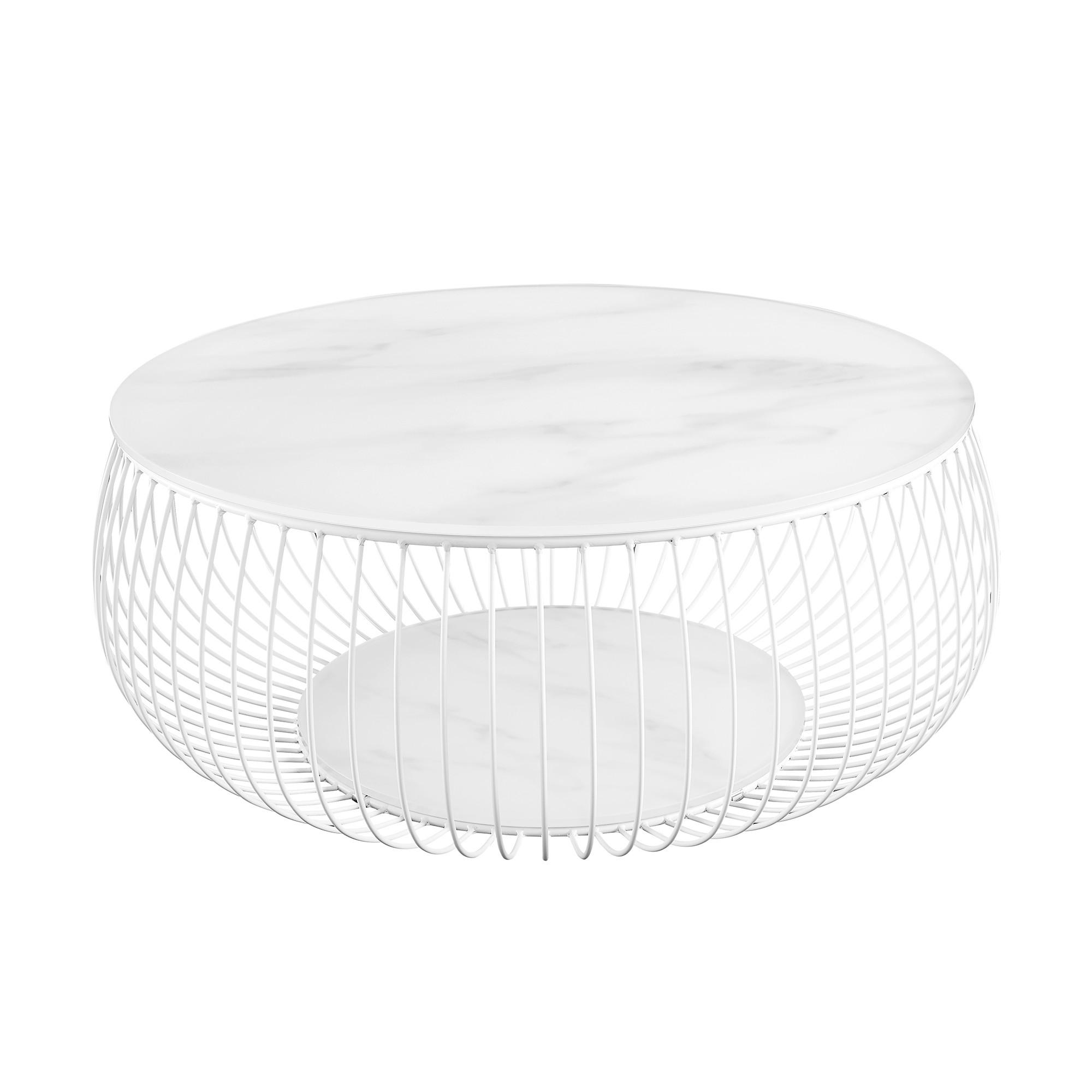 Couchtisch Weiß D: 86 Cm - Weiß, Design, Glas/Metall (86/86/35cm) - Livetastic