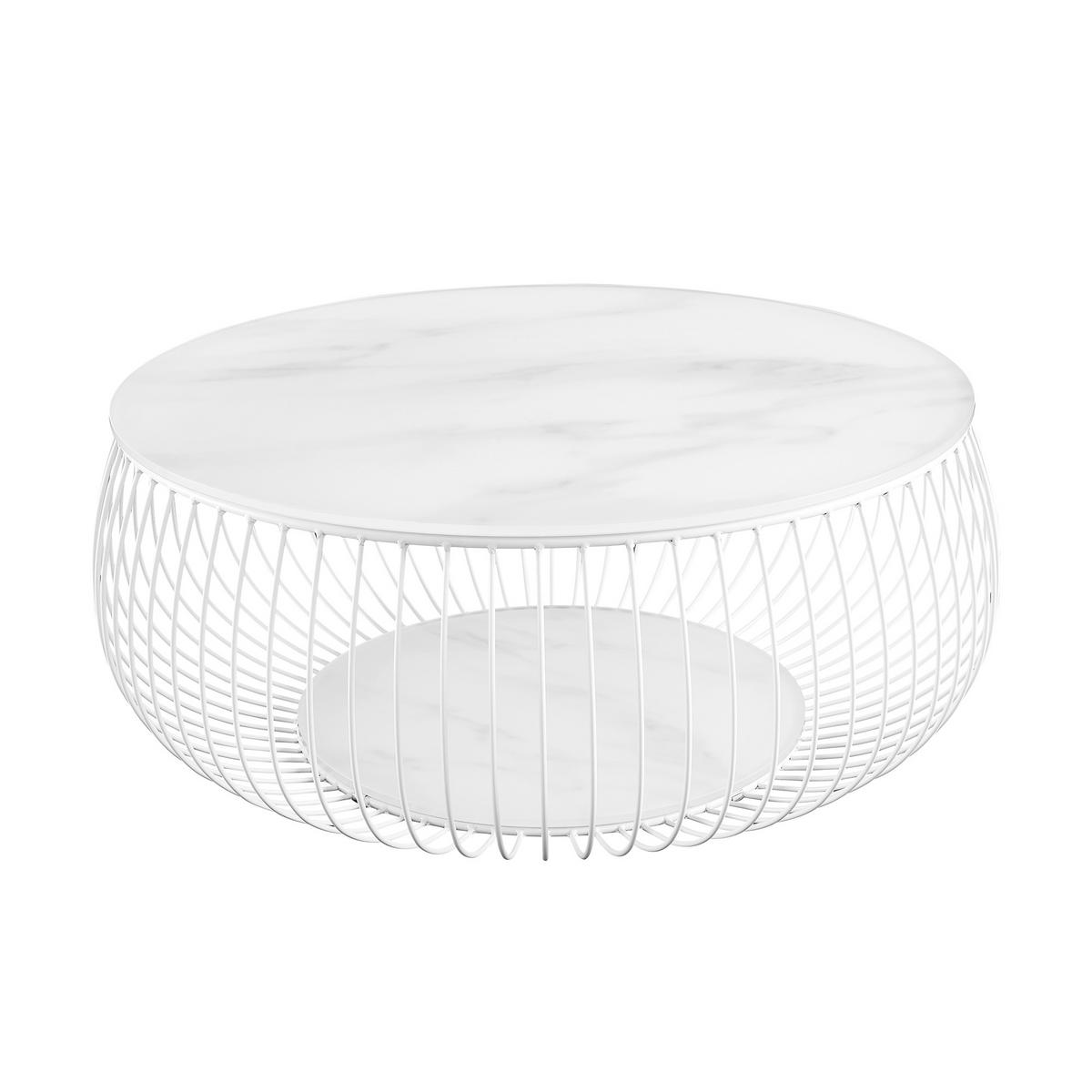 Couchtisch Weiß D: 86 Cm - Weiß, Design, Glas/Metall (86/86/35cm) - Livetastic