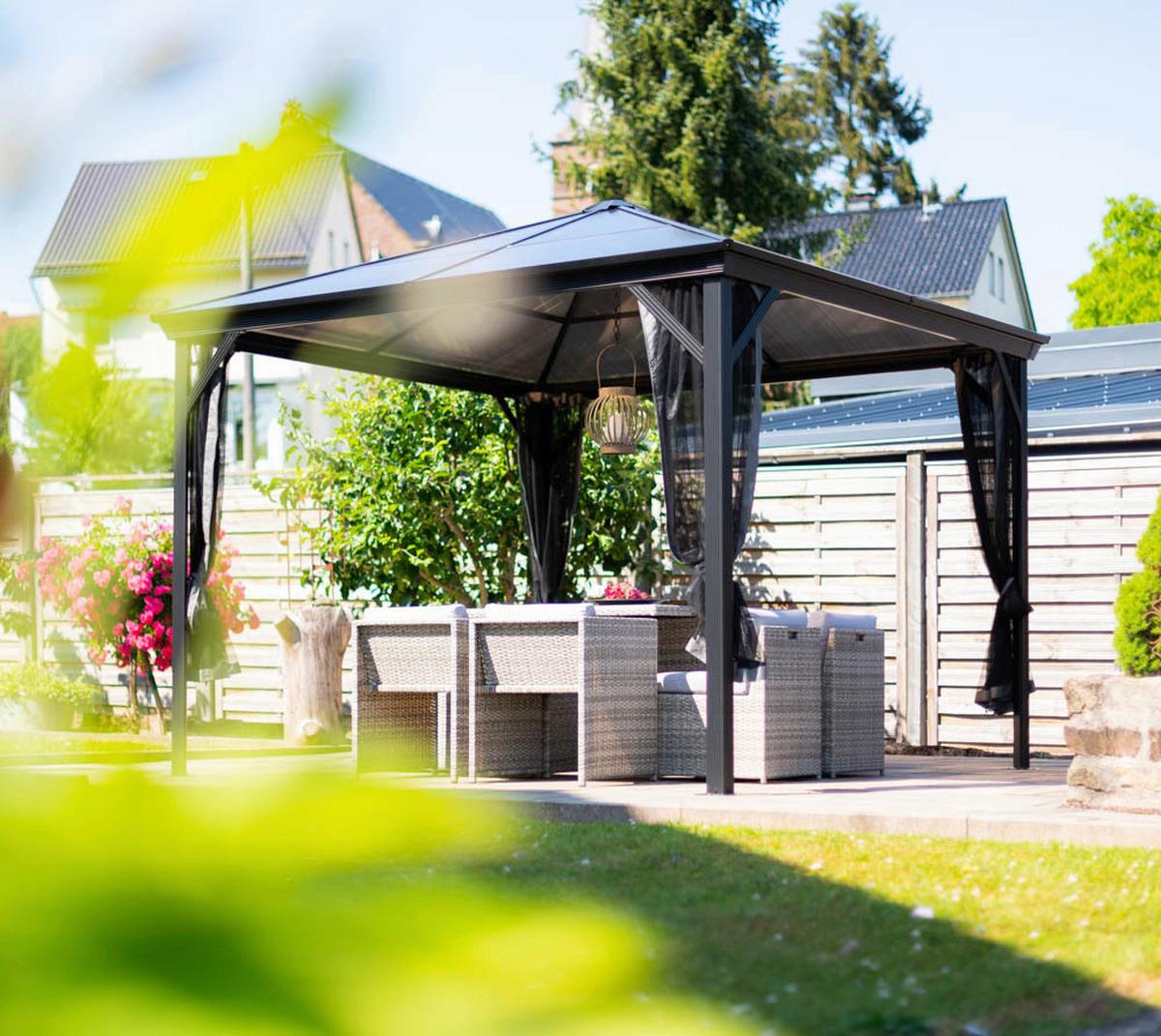 Pavillon Verona 298x298 Cm Wetterfest Gartenpavvilon - Anthrazit, Basics, Kunststoff/Metall (298/261/298cm)