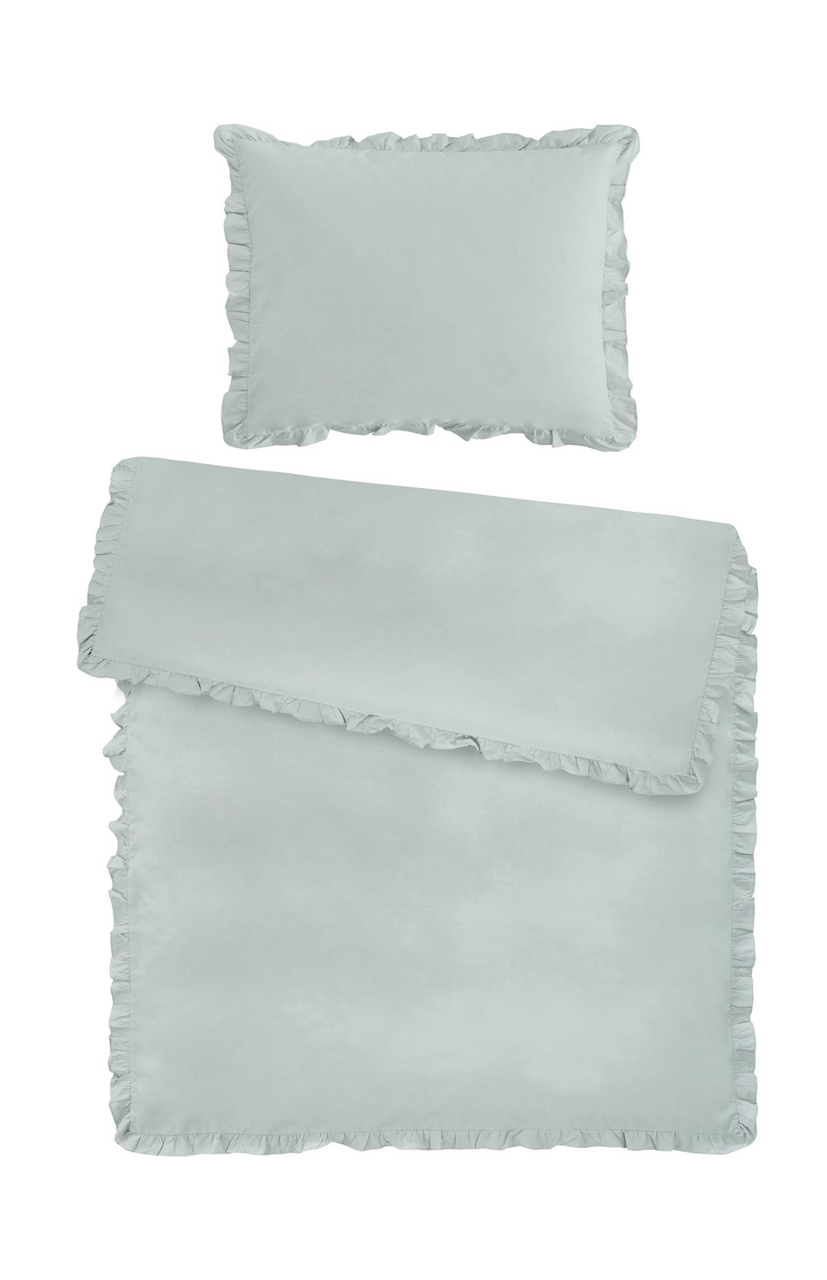 Povlečení Ruschen, 70/90 140/200cm - šalvějově zelená, Romantický / Rustikální, textil (140/200cm) - Modern Living