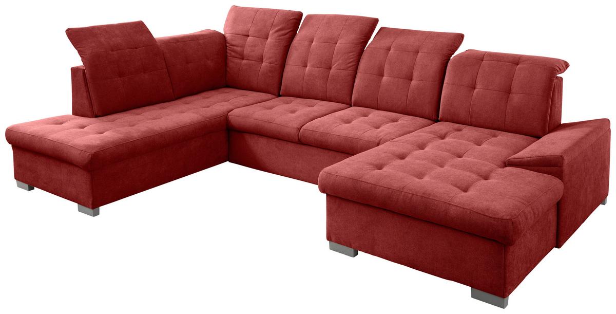 Wohnlandschaft Zira Rot U: 212x330x169cm - Chromfarben/Rot, MODERN, Textil (212/330/169cm) - Livetastic