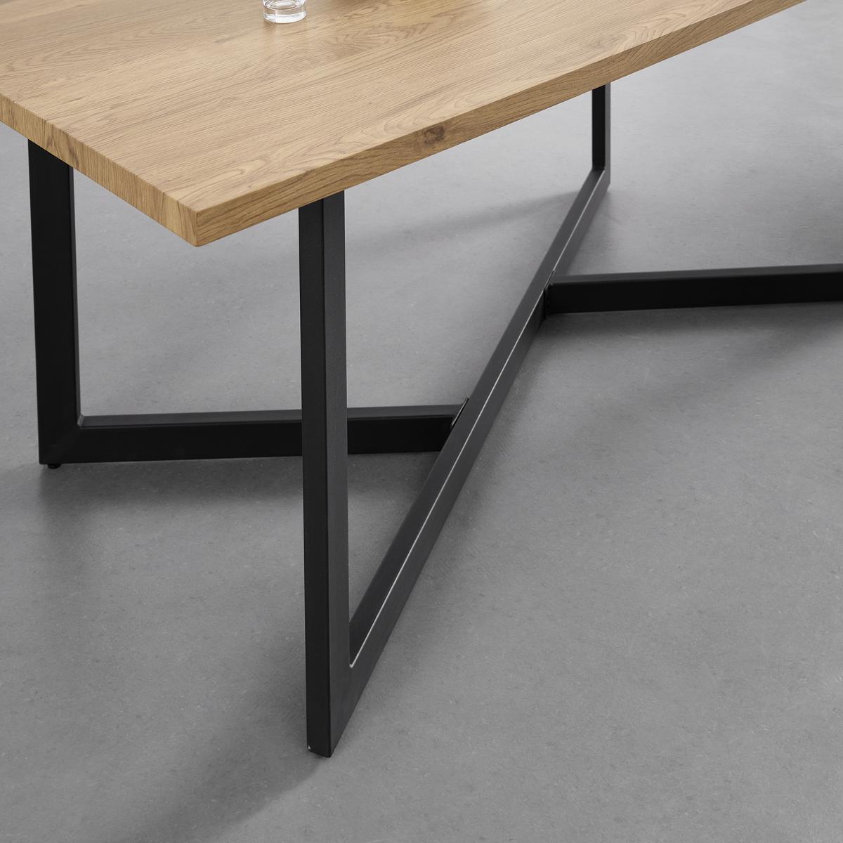 Jídelní stůl AVOLA dub 180x76x90 cm - černá/barvy dubu, Moderní, kov/kompozitní dřevo (180/90/76cm) - Bessagi Home