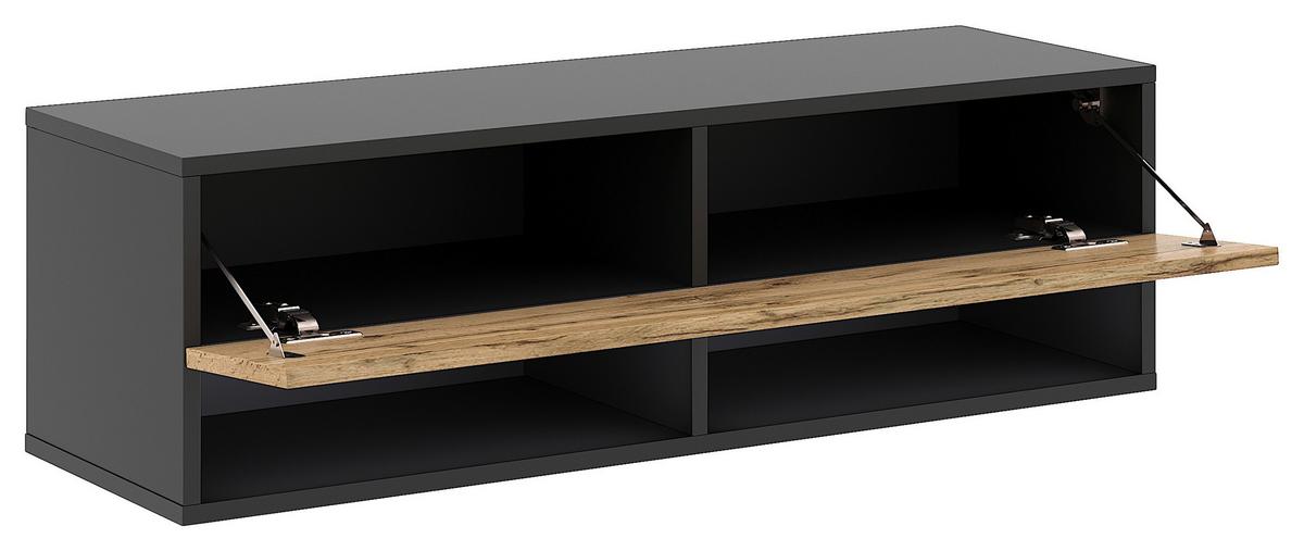 Lowboard Derby 100 - Eiche Wotan/Schwarz, Design, Holzwerkstoff (100/31,5/32,5cm) - Livetastic