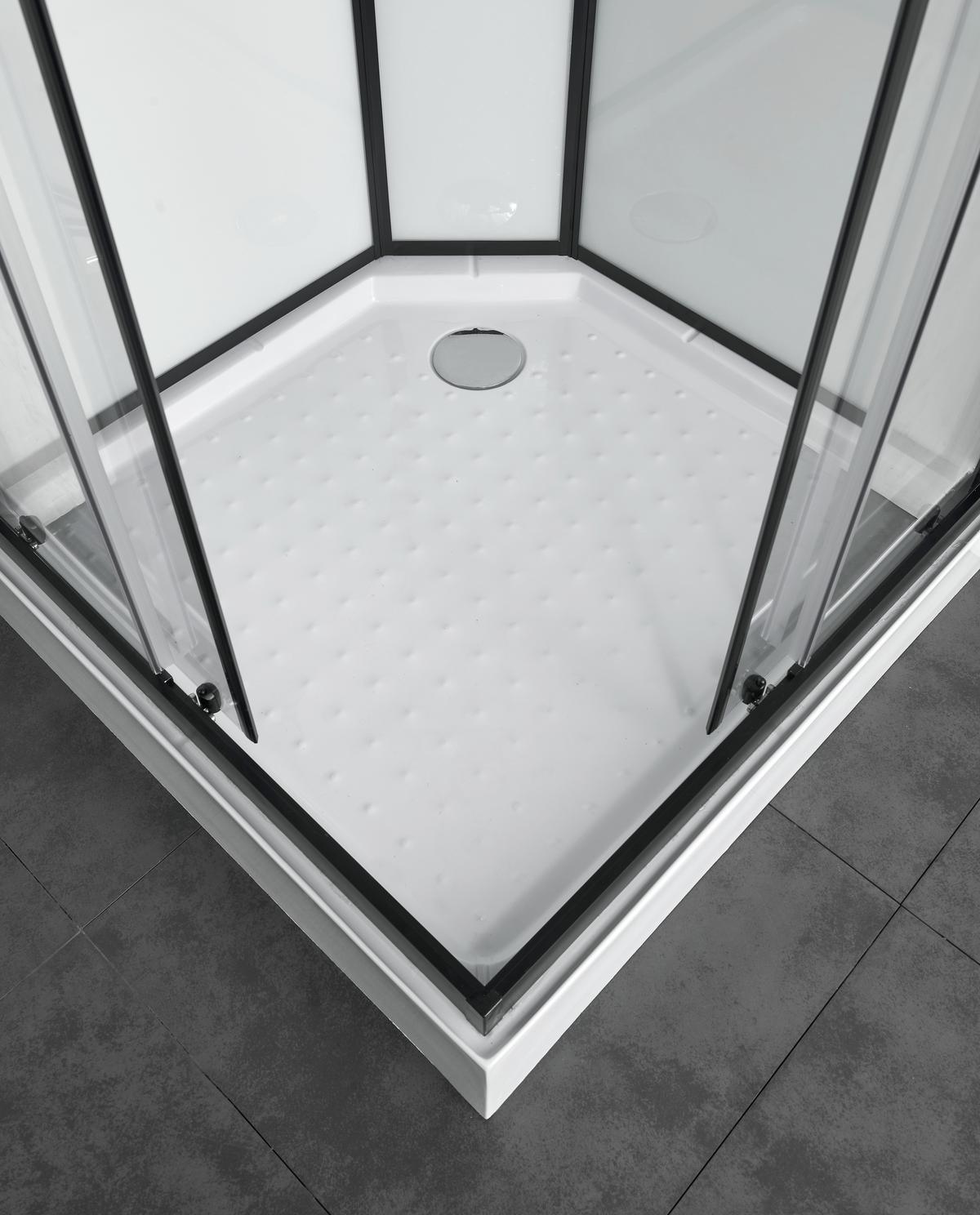 Sprchový kút s LED, Bluetooth, rádiom, čierna - priehľadné/čierna, Modern, sklo (90/90/225cm) - Sanotechnik