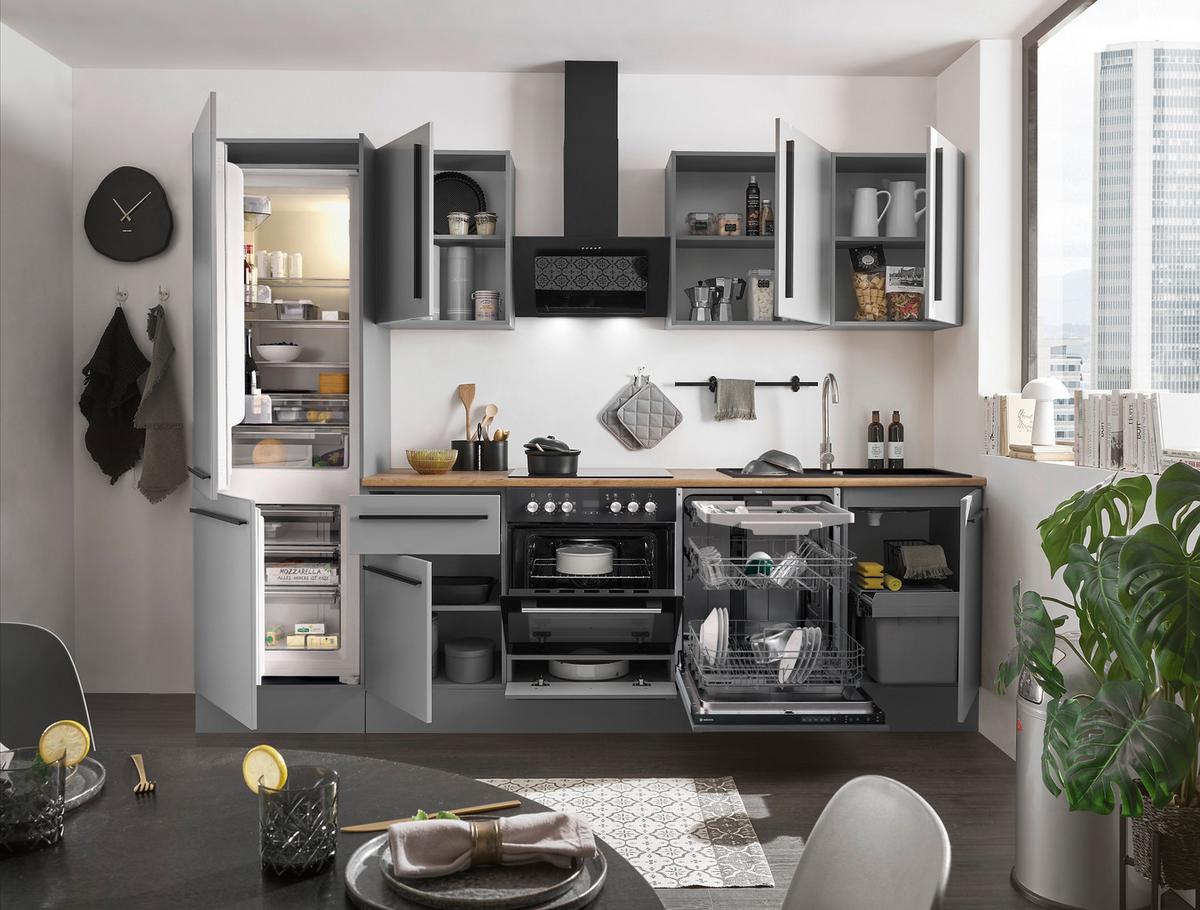 KUCHYNSKÝ BLOK BEZ SPOTREBIČO DENVER - čierna/sivá, Design, kompozitné drevo/plast (280cm) - MID.YOU
