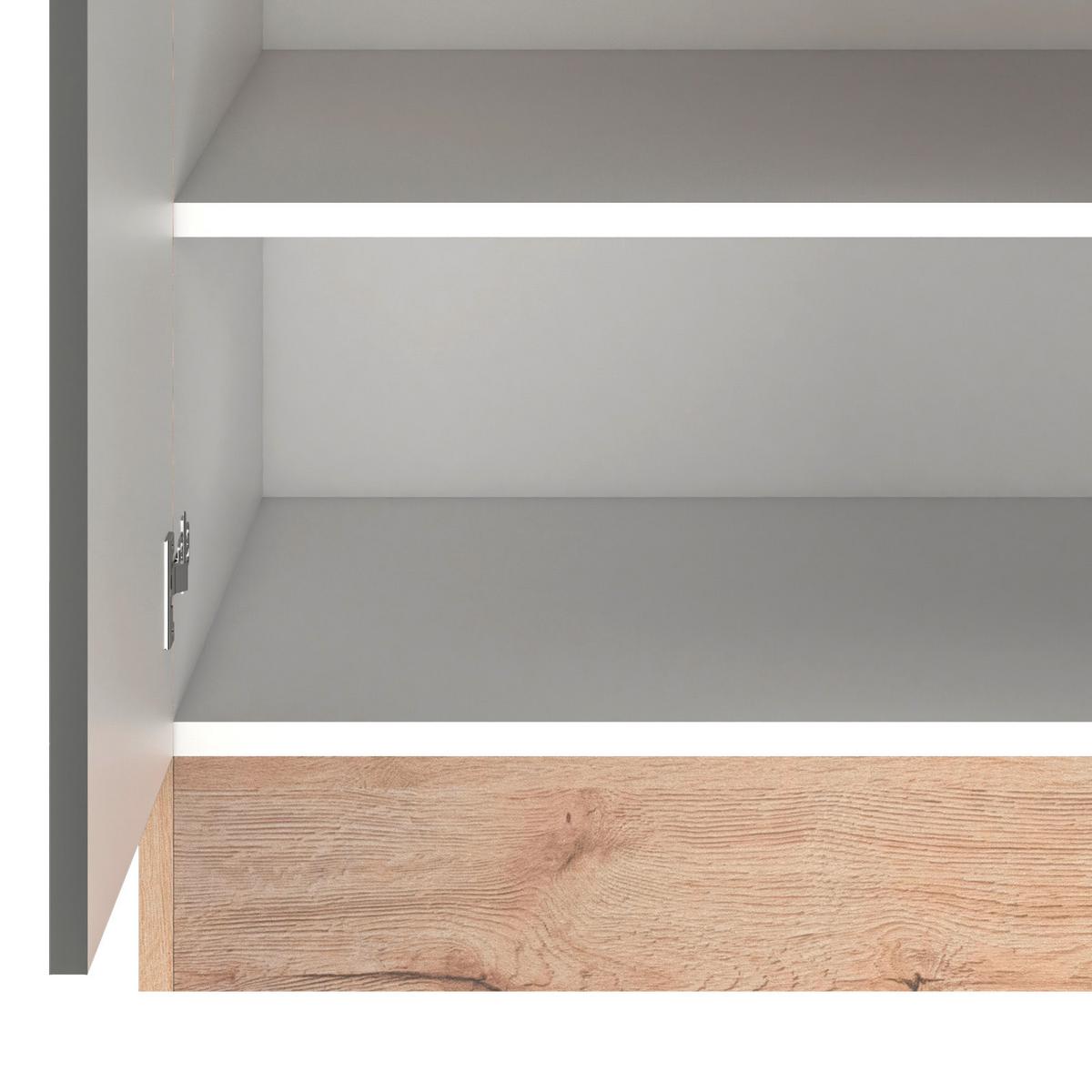 Küchenunterschrank Shadow B: 80 cm Grau/Eiche Dekor - Dunkelgrau/Eiche San Remo, MODERN, Holzwerkstoff (80/85/60cm)