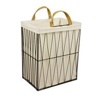 WÄSCHESAMMLER Wäschekorb Mesh, B: 25 cm - Beige/Schwarz, Basics, Textil/Metall (35/25/45.5cm)