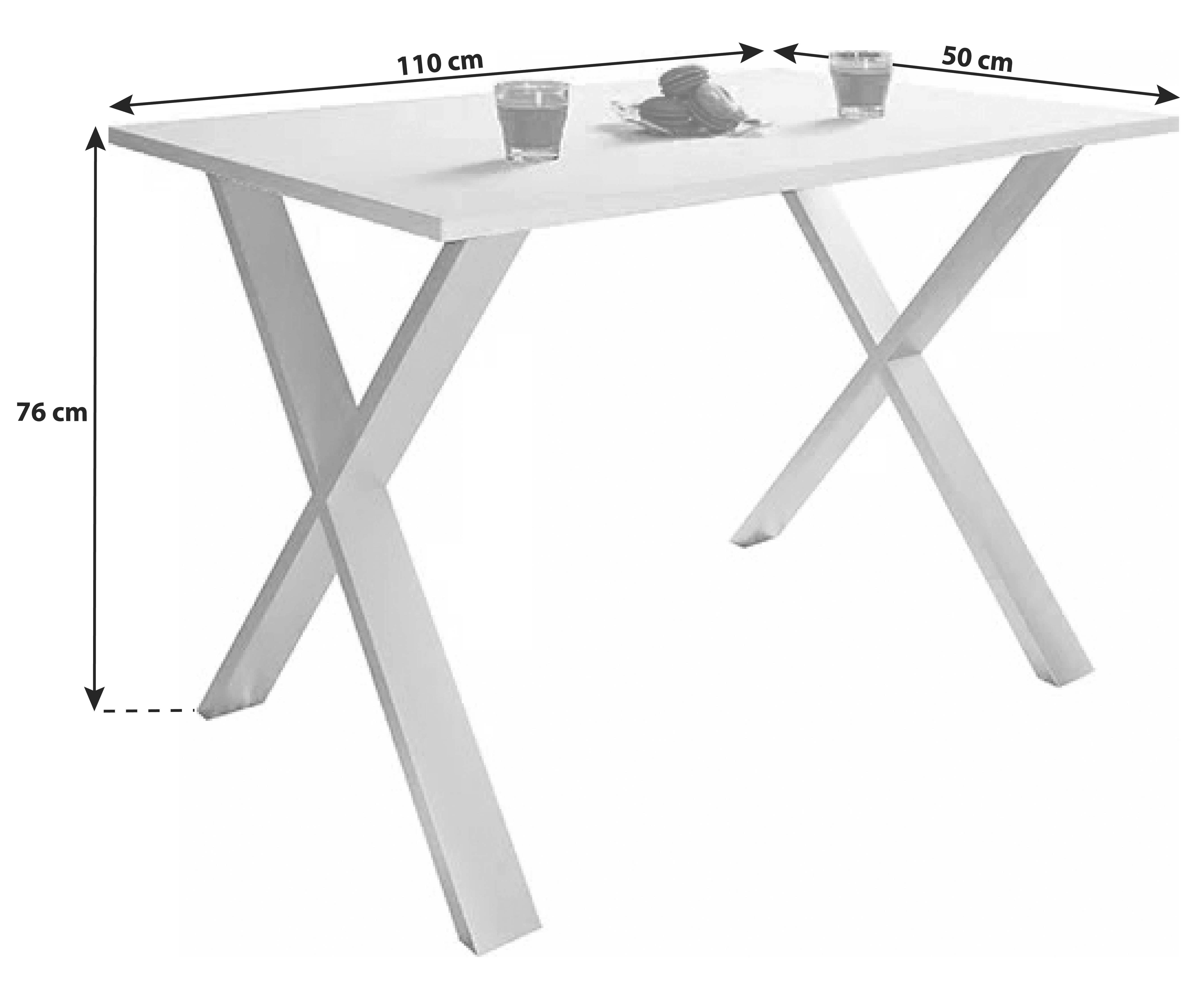 Esstisch Xona Silberfarben L: 110 cm - Anthrazit/Silberfarben, Basics, Holzwerkstoff/Metall (110/50/76cm) - MID.YOU