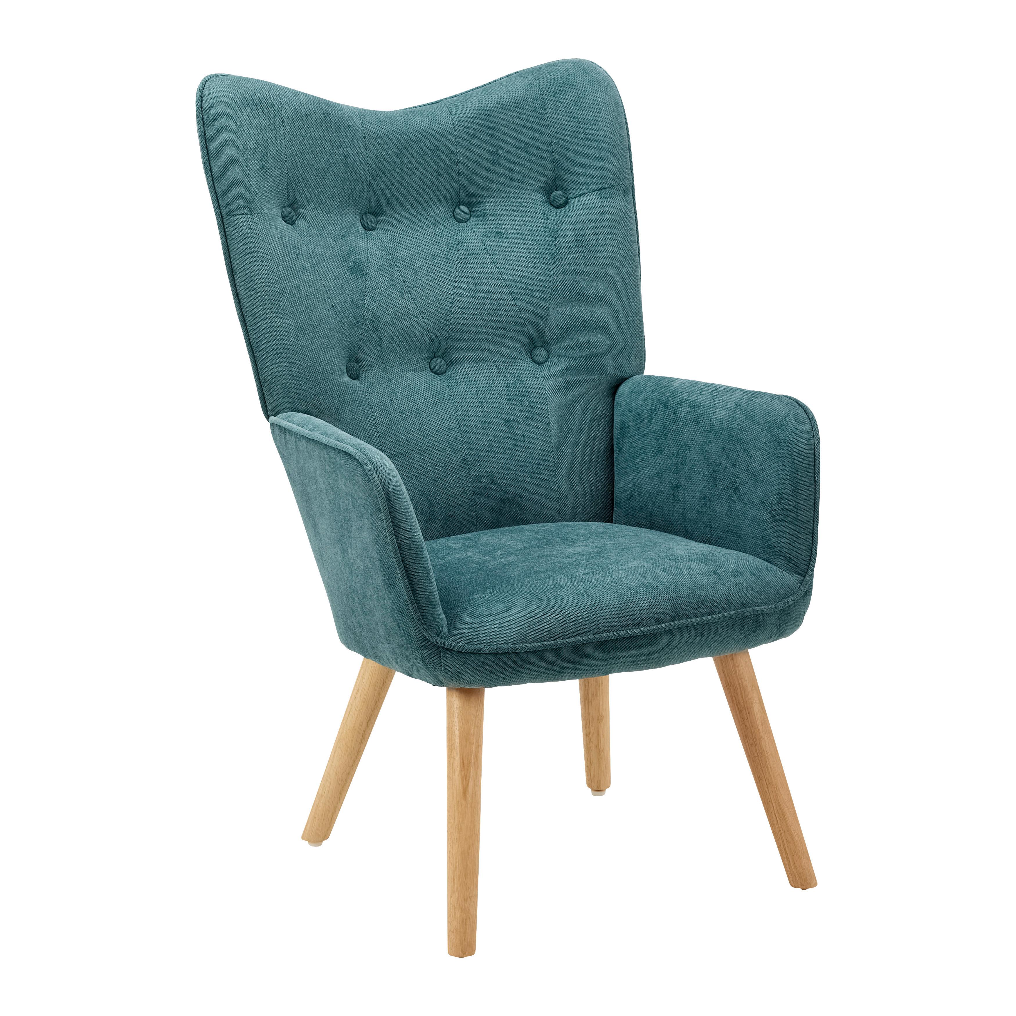 Relaxačné kreslo NATALIE, zelená - zelená/prírodná farba, Modern, kov/drevo (64/99/68cm) - Bessagi Home