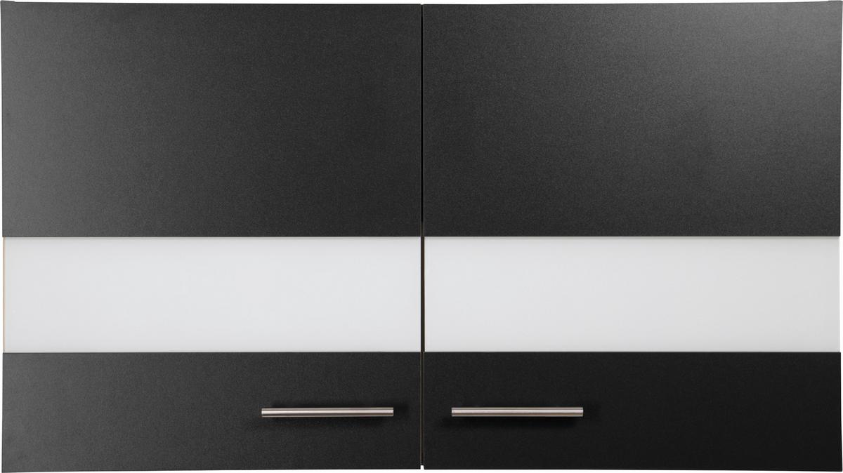 Küchenoberschrank Merle Schwarz, Eiche Dekor B: 100 cm - Eichefarben/Schwarz, Basics, Glas/Holzwerkstoff (100/56,1/34,6cm) - Respekta