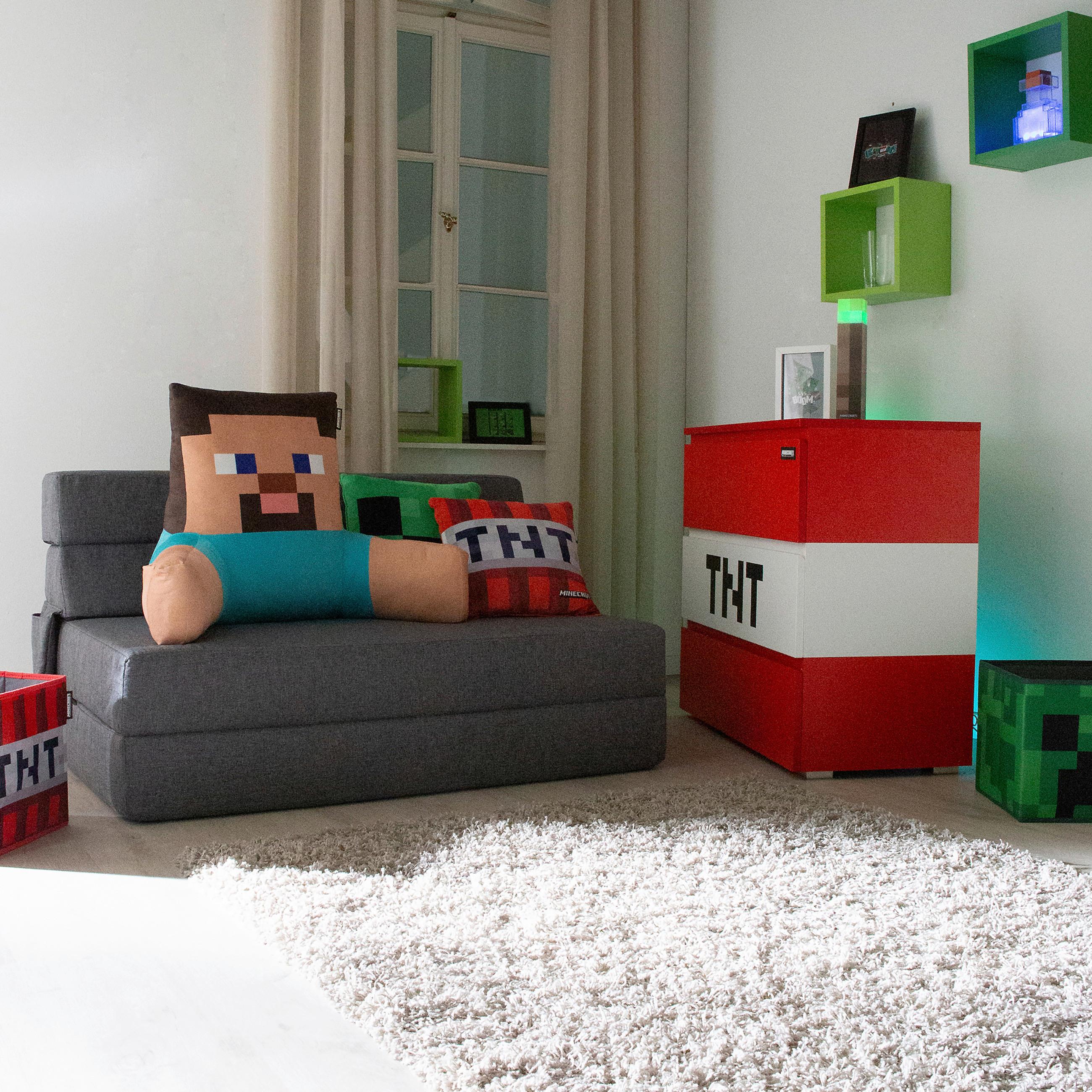 Schlafsofa Minecraft - Grau, MODERN, Textil (119/80/80-200cm) - Minecraft