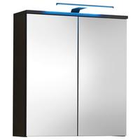 Spiegelschrank Spice mit Led 2 Türen B/H/T: 60/66,5/20 cm - Schwarz, MODERN, Glas/Holzwerkstoff (60/67/20cm) - MID.YOU