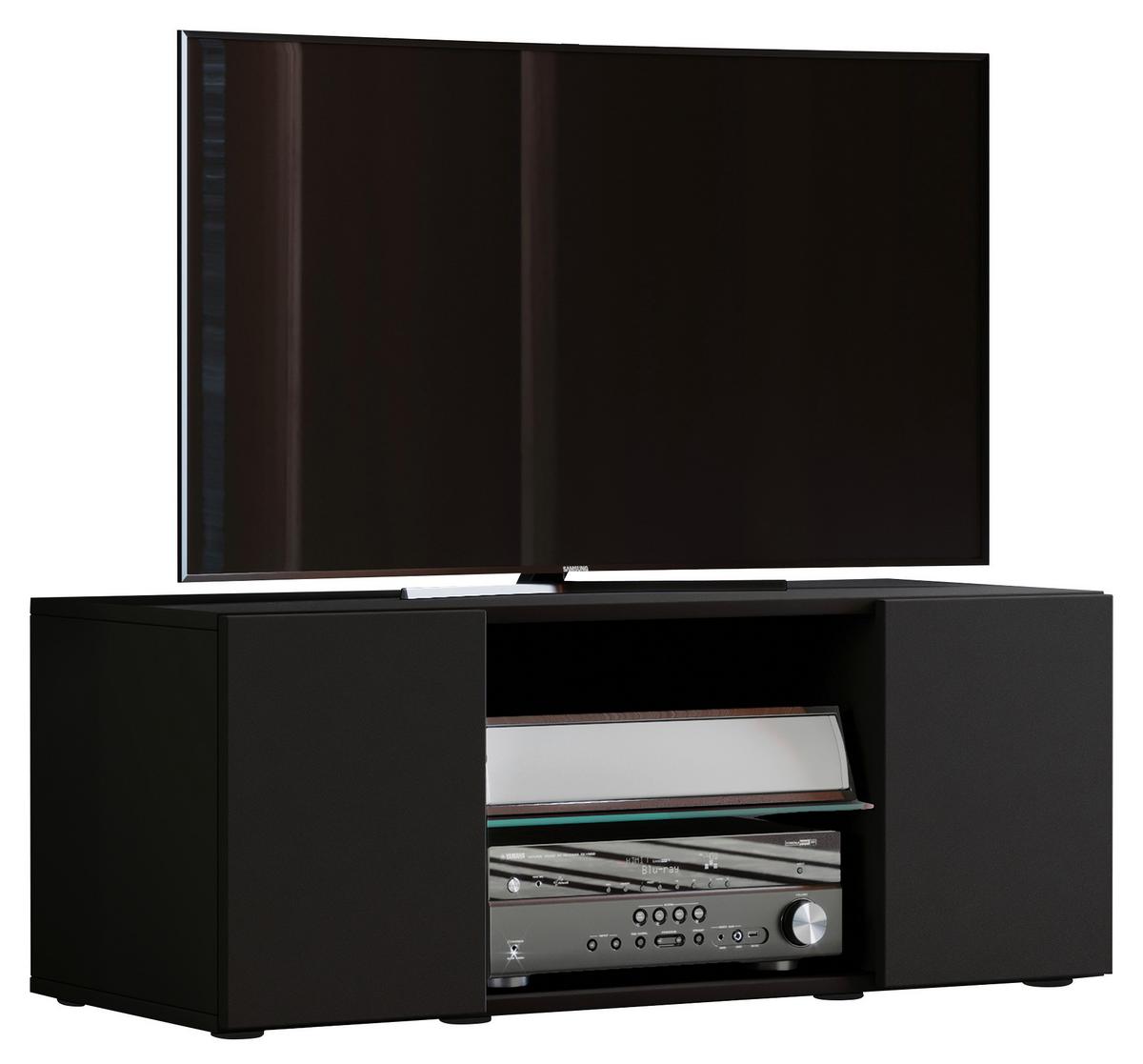 TV - skrinka Lowina š: 95 cm čierna - čierna, Konventionell, kompozitné drevo/plast (95/37,8/40,3cm) - MID.YOU